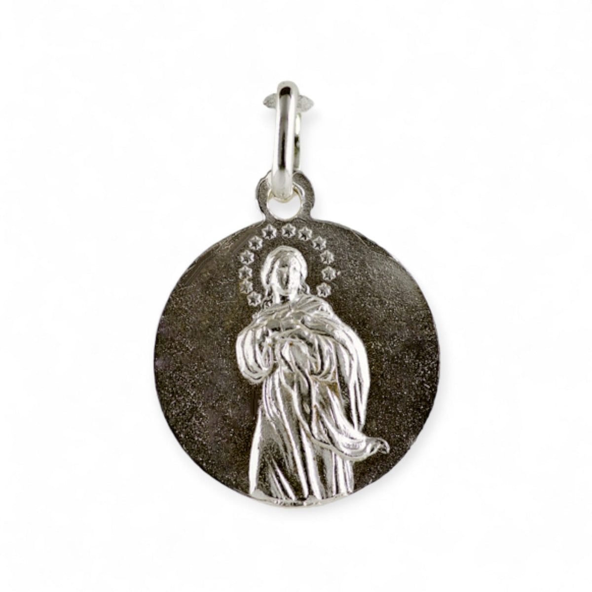 Medalla de la Virgen Inmaculada Concepción y Marcelino Champagnat en plata - grande