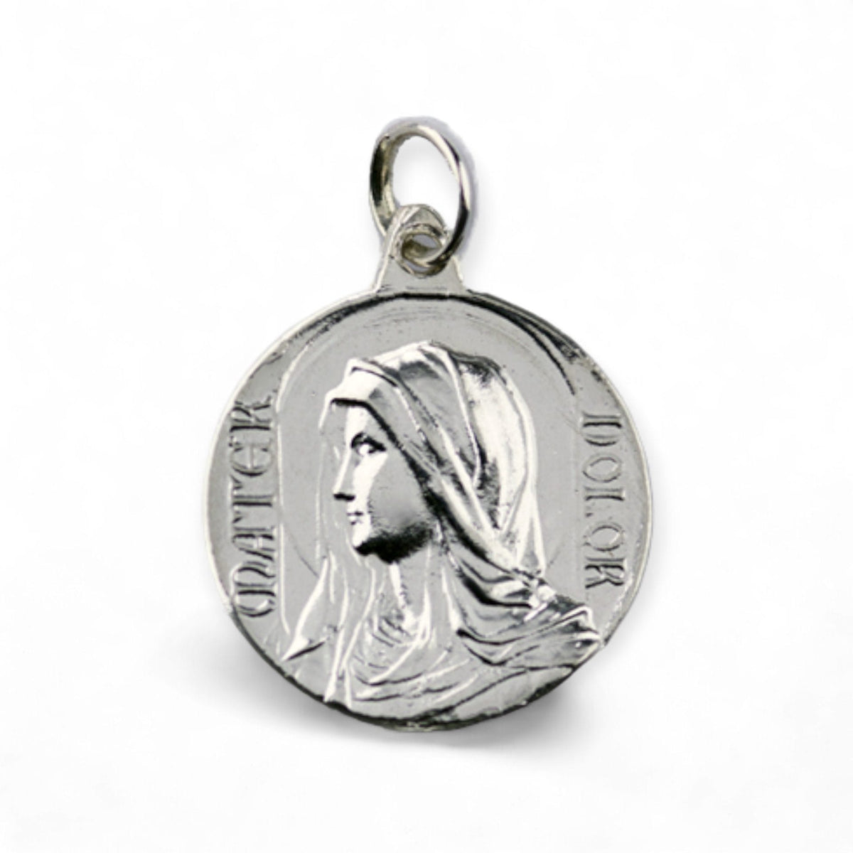 Medalla Escapulario de Nuestra Señora de los Dolores y Cristo de Limpias en plata - detalle
