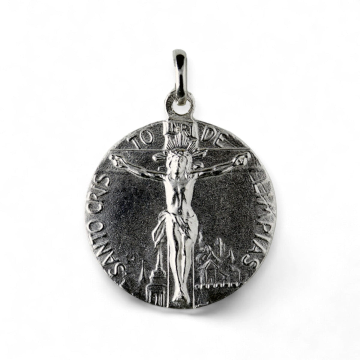 Medalla de Cristo de Limpias en plata - detalle