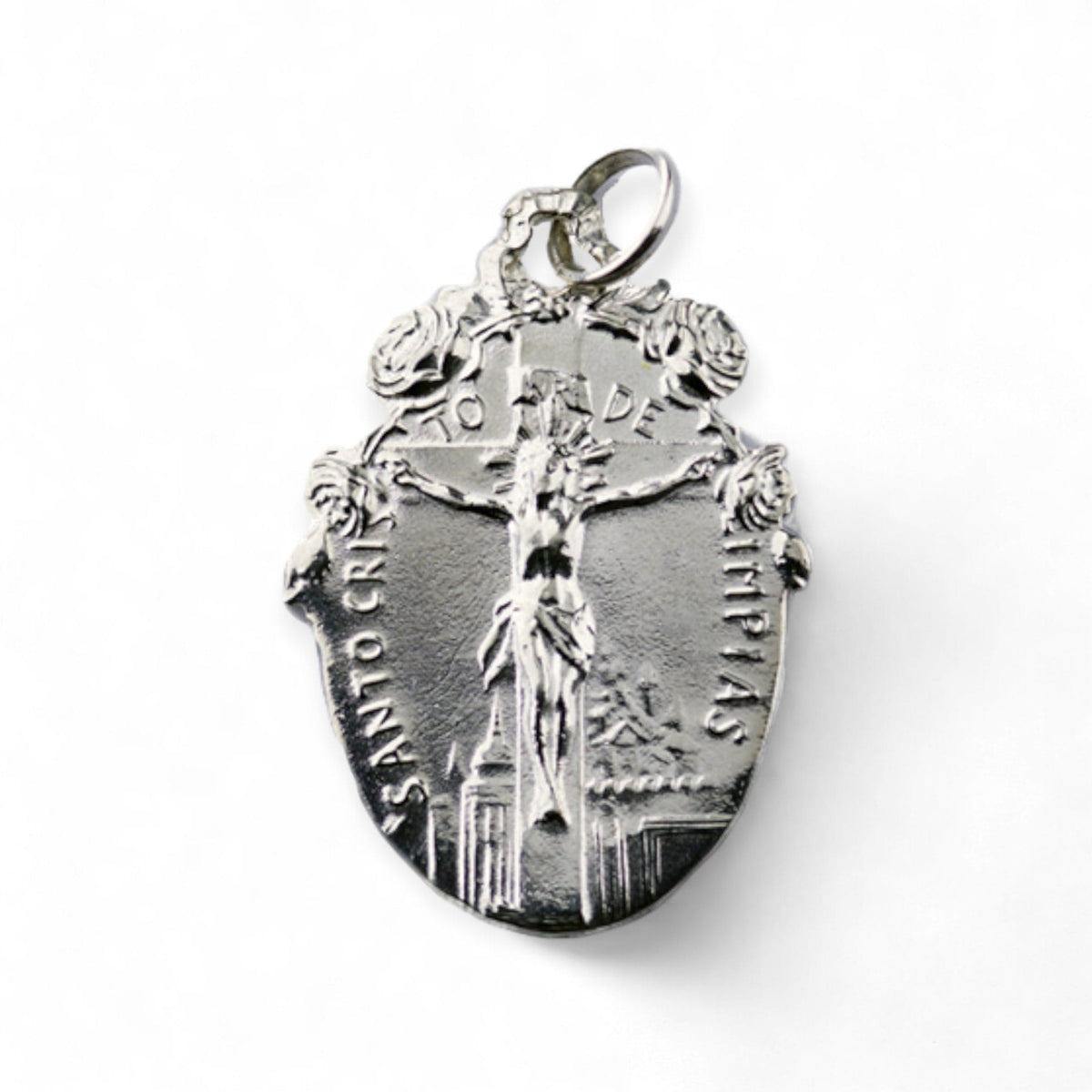 Medalla Escapulario de Cristo de Limpias y Virgen del Pilar en plata