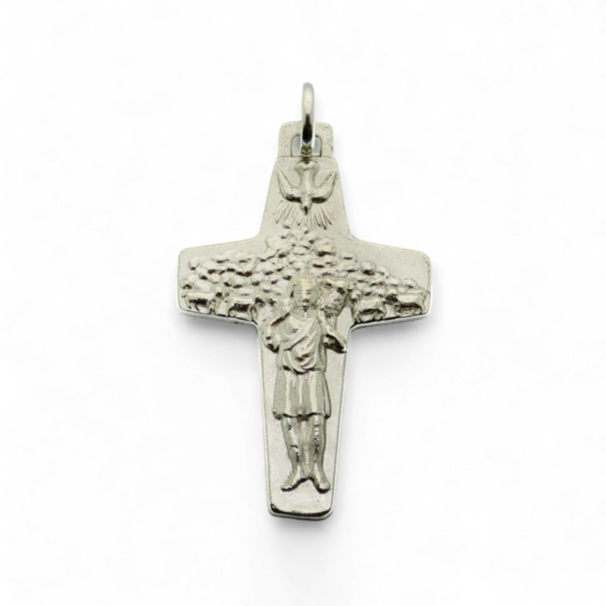 Cruz del Buen Pastor en plata