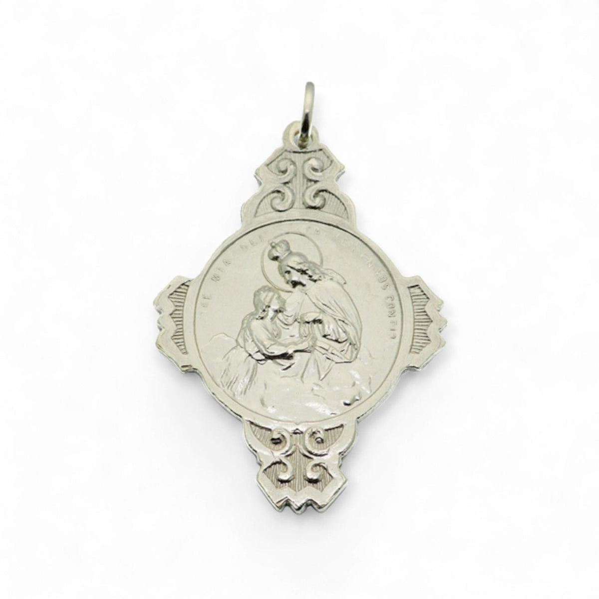 Cruz con el Niño Jesús de Praga y Virgen del Carmen en plata - grande detalle
