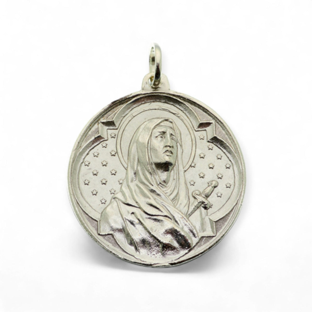 Medalla Grande de los Sagrados Corazones y la Virgen Dolorosa en plata