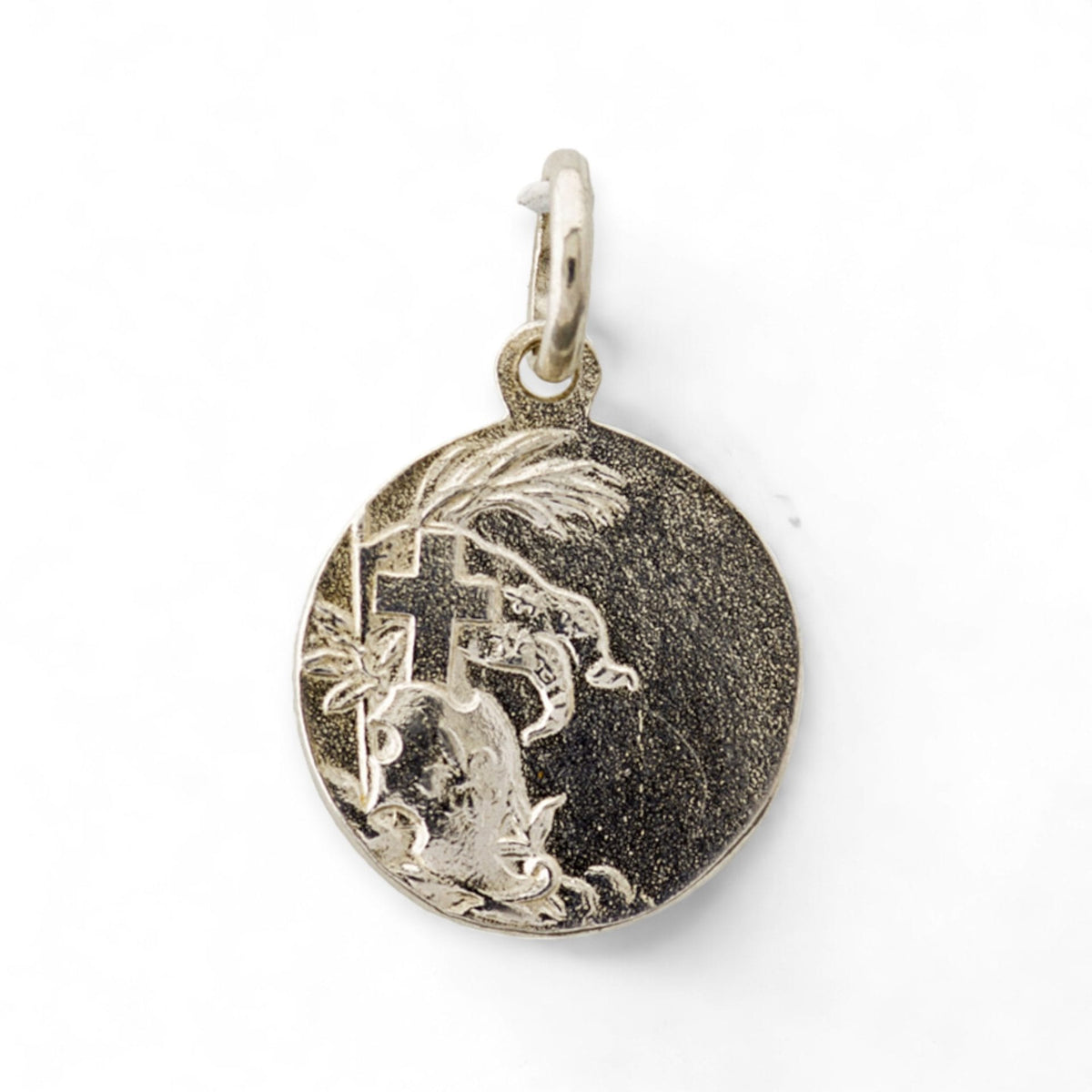 Medalla de Santa Juana de Arco en plata - 18mm detalle