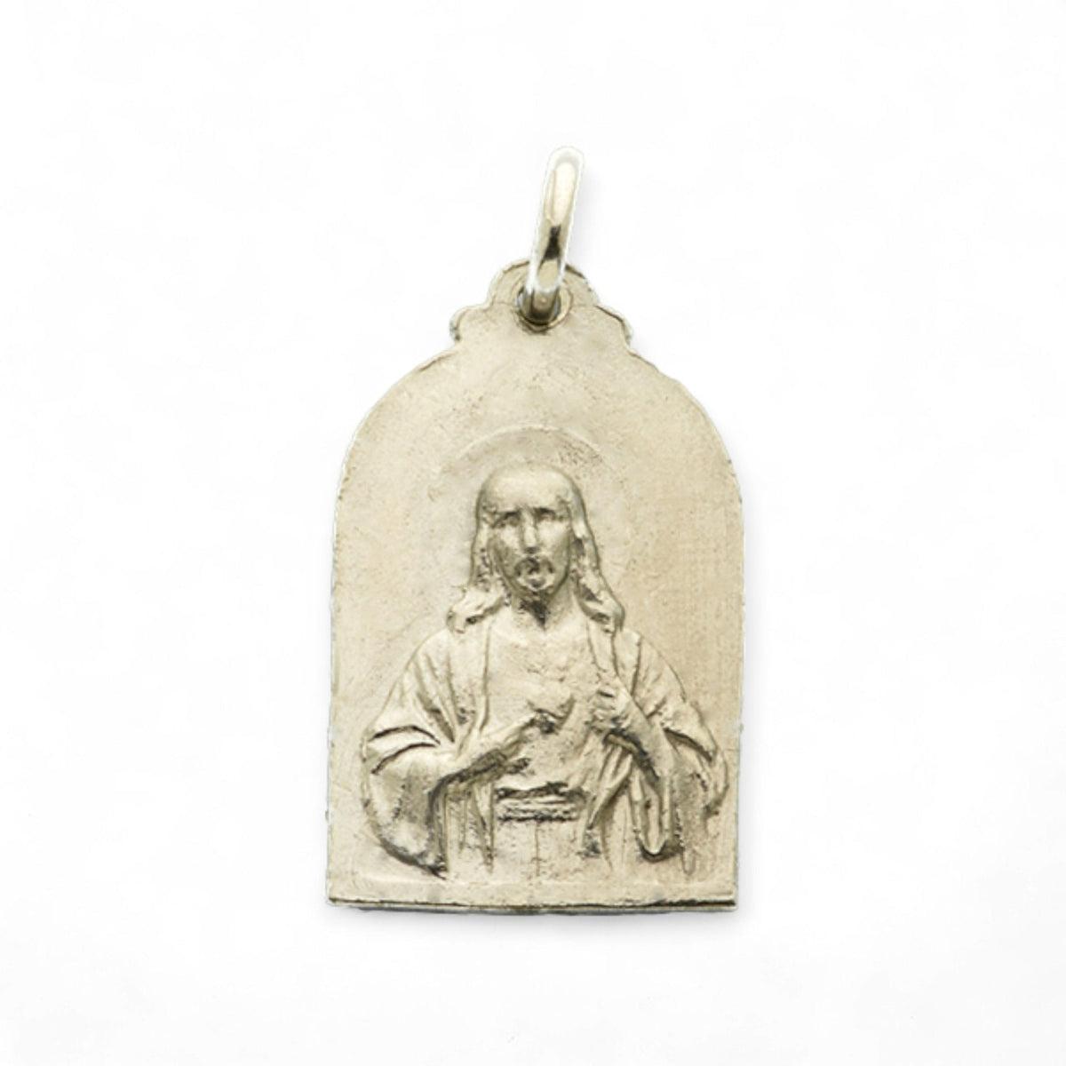 Medalla Escapulario de Nuestra Señora de la Merced en plata - detalle