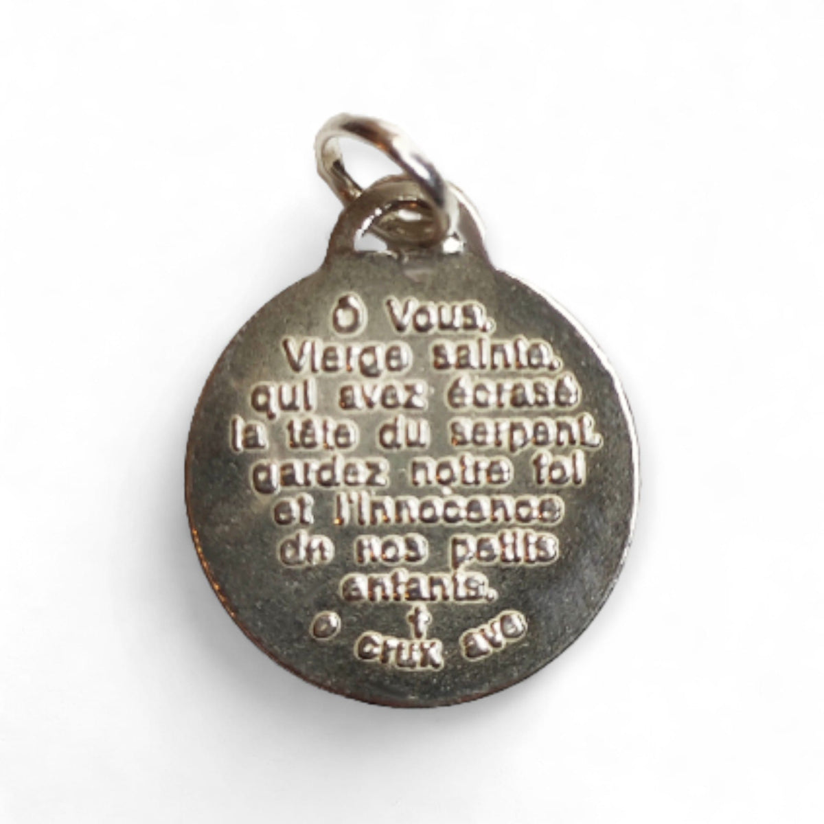 Medalla de Nuestra Señora del Buen Amparo en plata - detalle