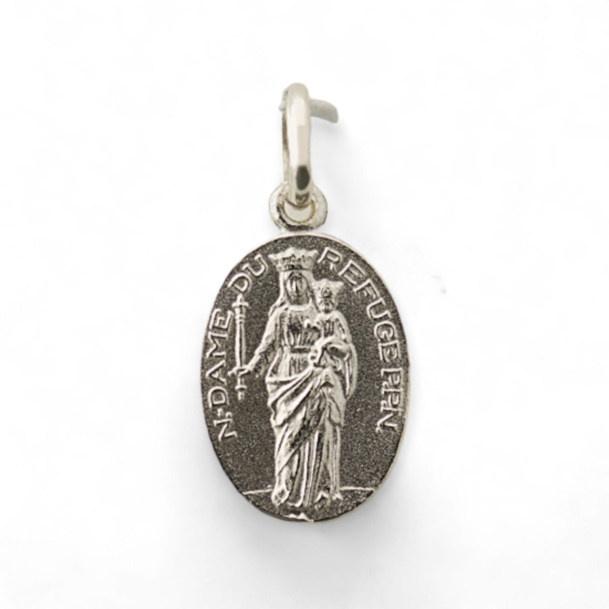 Medalla de la Virgen del Refugio y Sagrado Corazón en plata