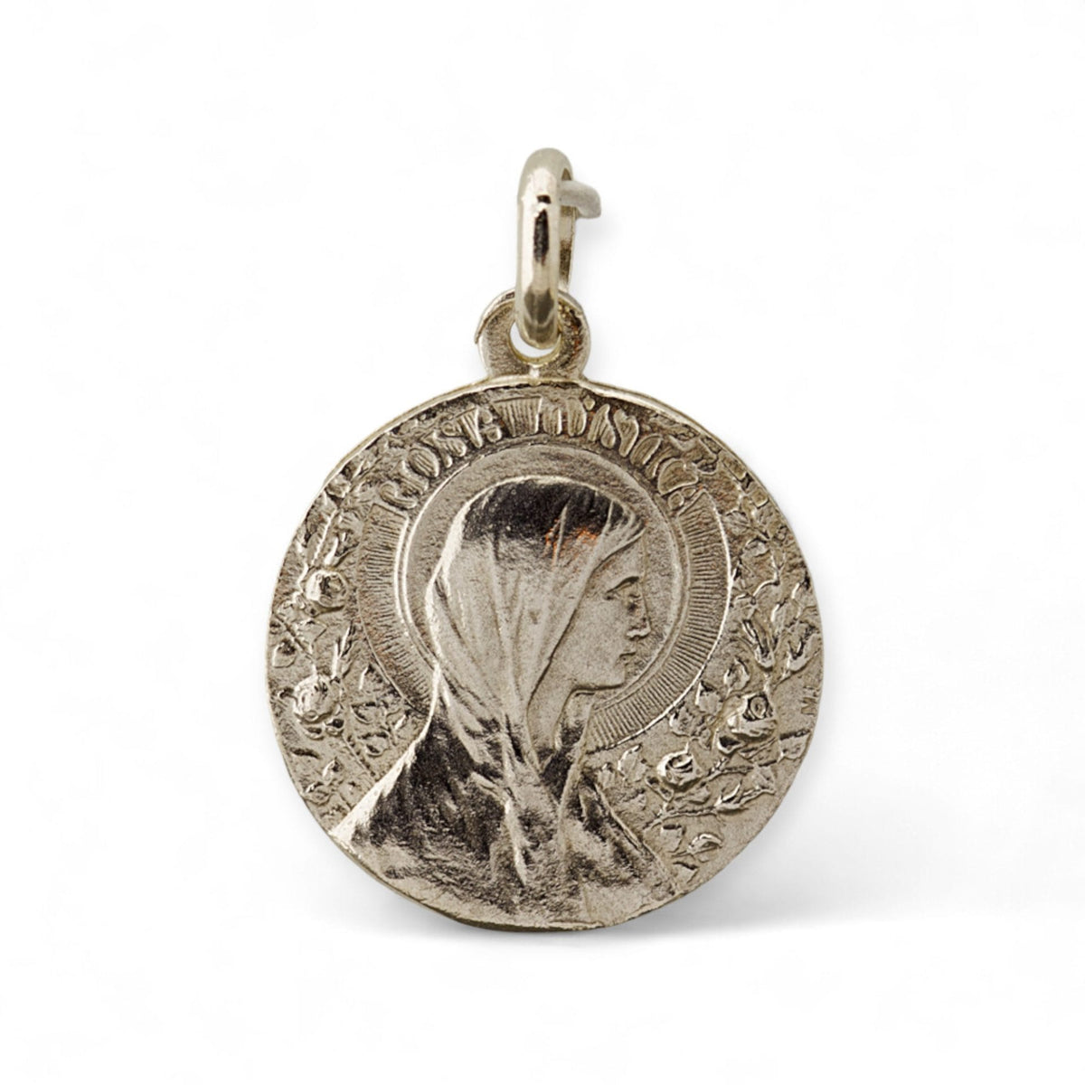 Medalla de la Virgen de las Rosas (Rosa Mística) en plata