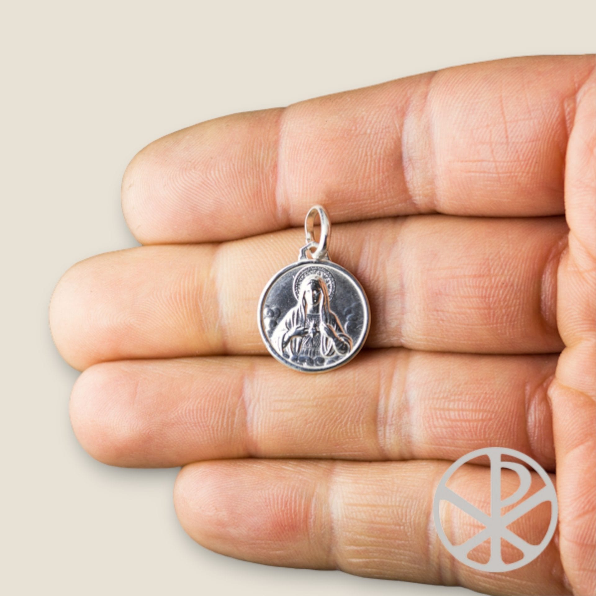 medalla sagrado corazon de maria plata