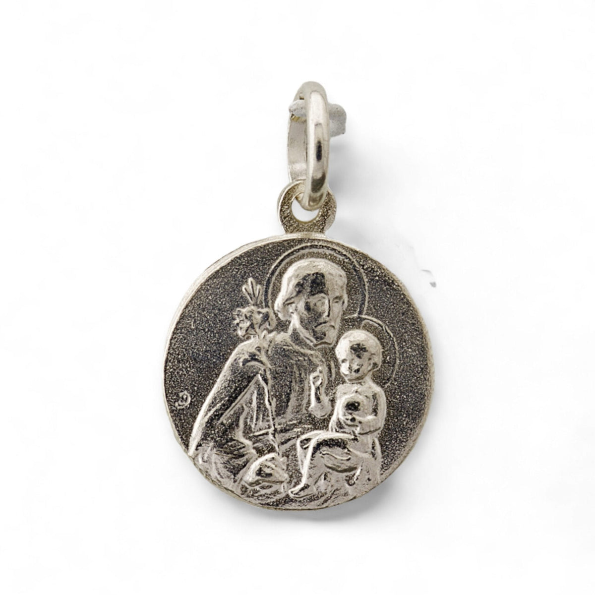 Medalla de San José y Ángel de la Guarda en plata - 17mm