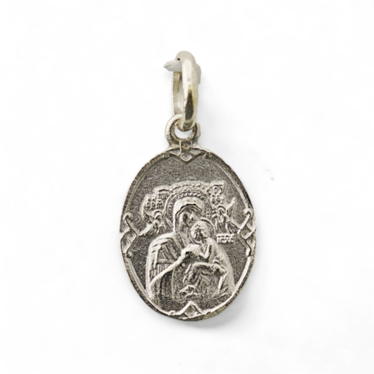 Medalla de la Virgen del Perpetuo Socorro con San Gerardo Mayela en plata