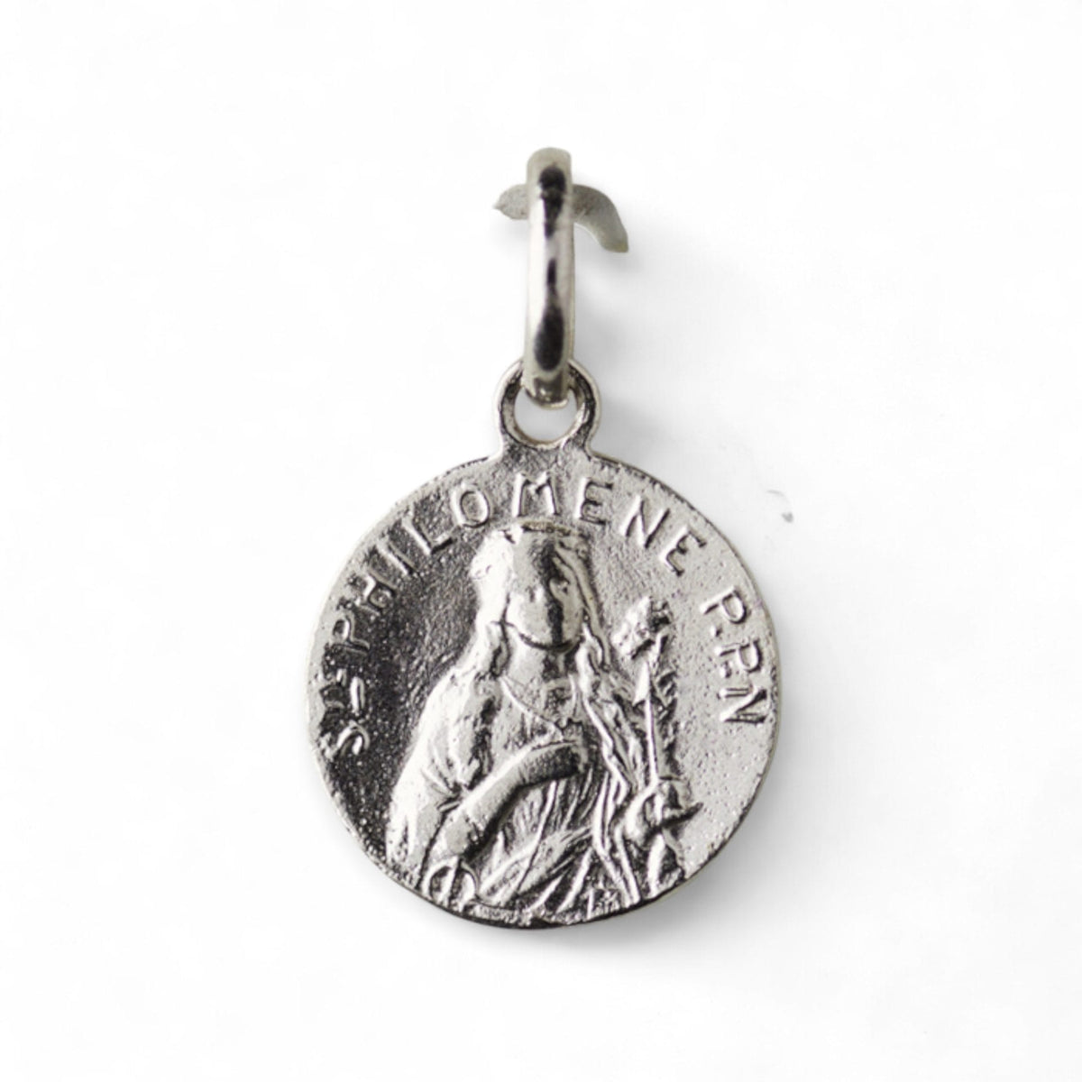 Medalla de Santa Filomena y Santo Cura de Ars en plata