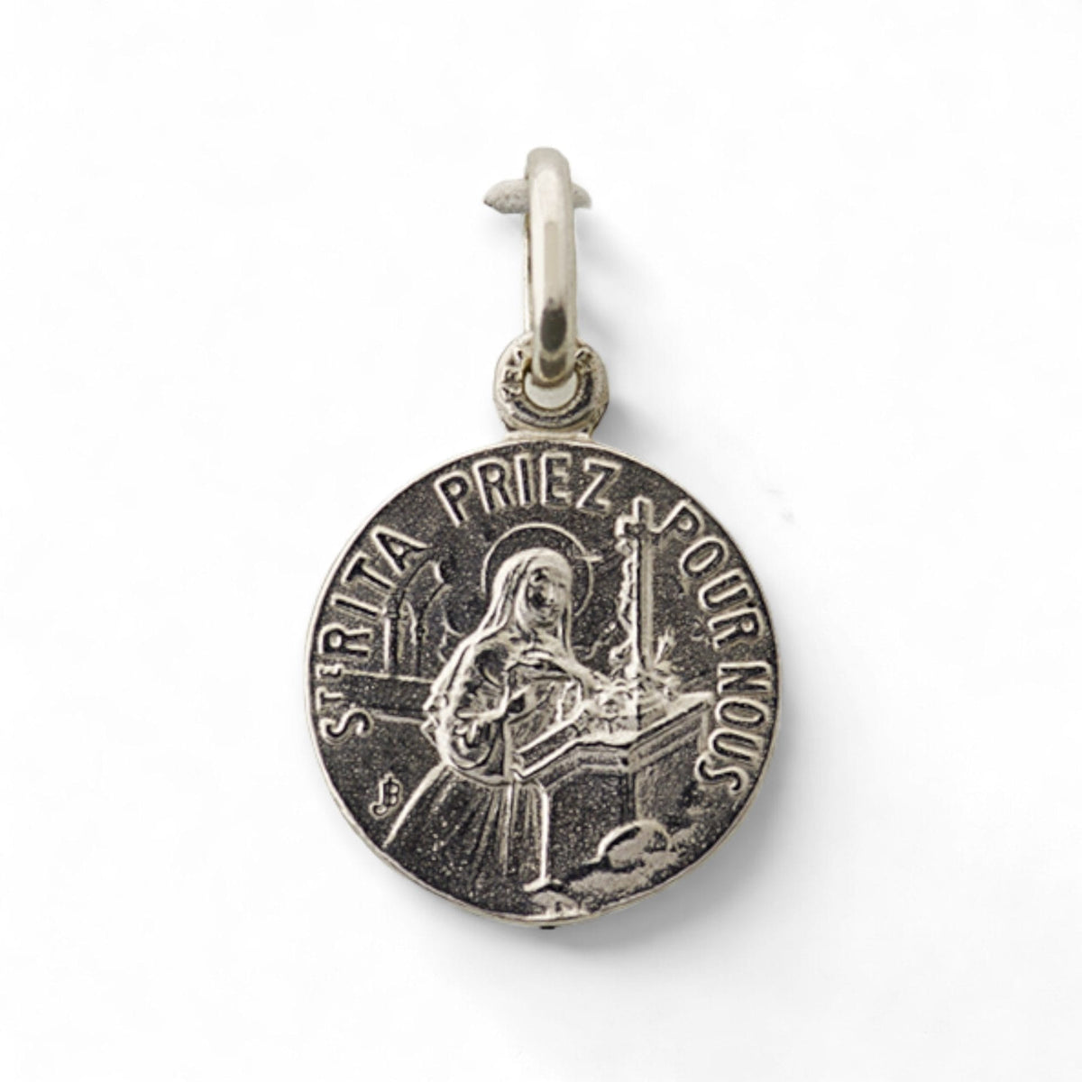 Medalla de Santa Rita y San Antonio de Padua en plata - 16mm