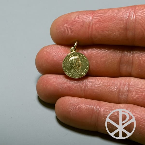 Medalla Virgen de Lourdes oro 18k 14mm