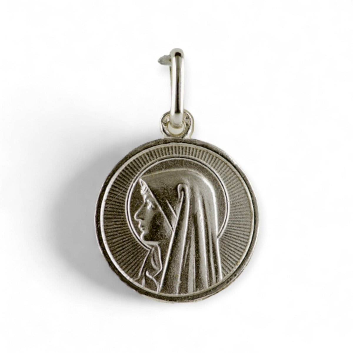 Medalla de la Virgen de Lourdes en plata - 18mm