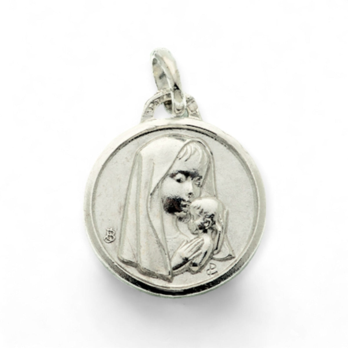 Medalla de la Virgen Niña junto a Jesús en plata