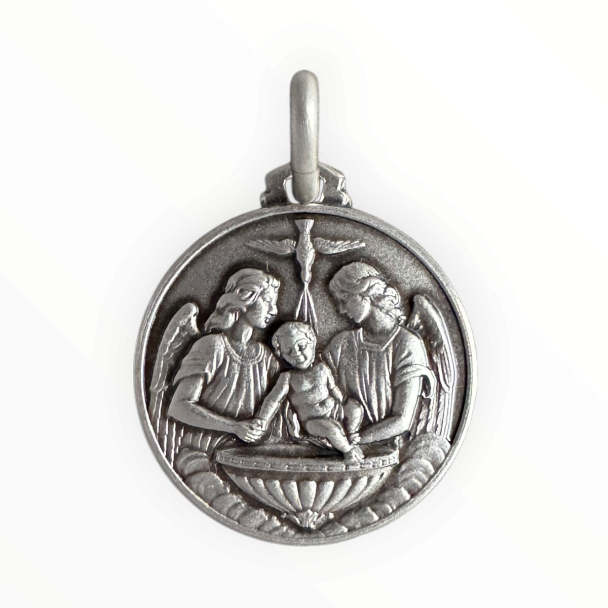 Medalla de bautizo de plata