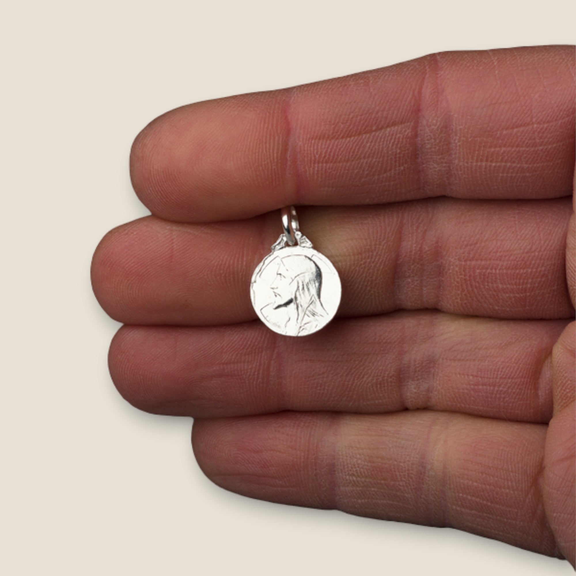 medalla cristo redentor plata mano 13mm