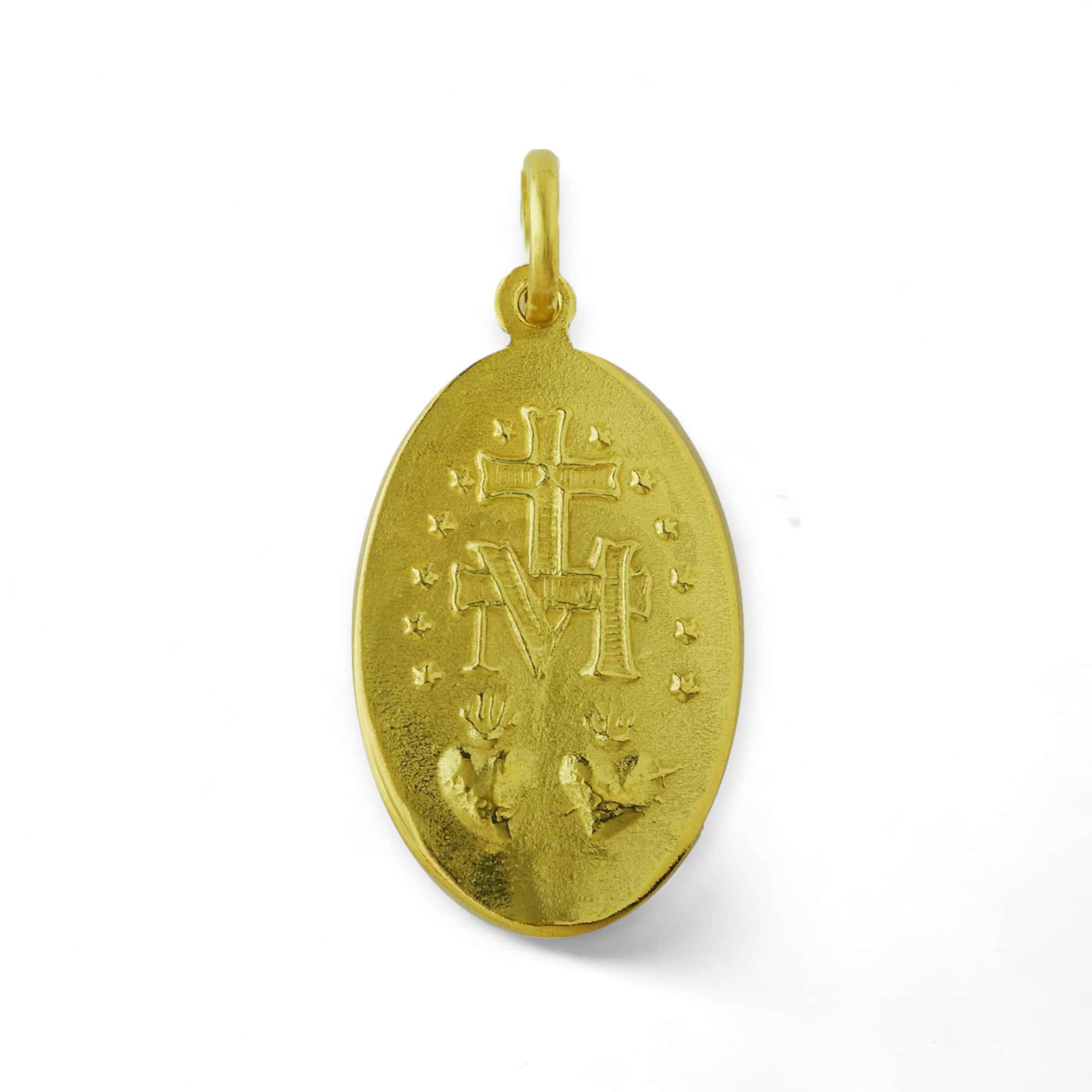 medalla milagrosa oro 18k 26mm x 15mm reves