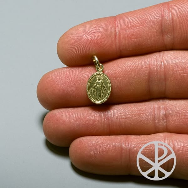 medalla milagrosa oro 18k v2 16mm mano