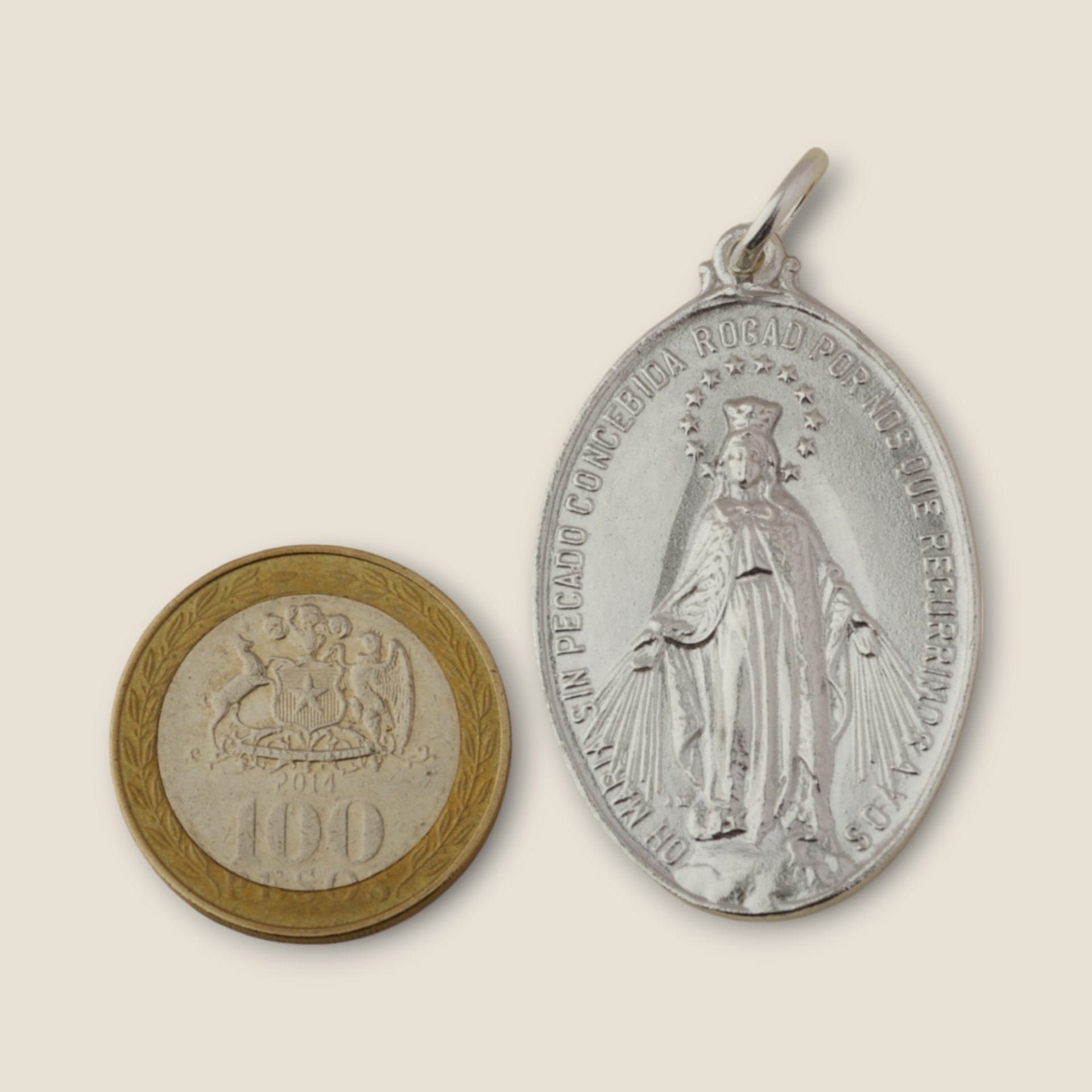 medalla milagrosa de la virgen de los rayos plata 41mm x 26mm moneda