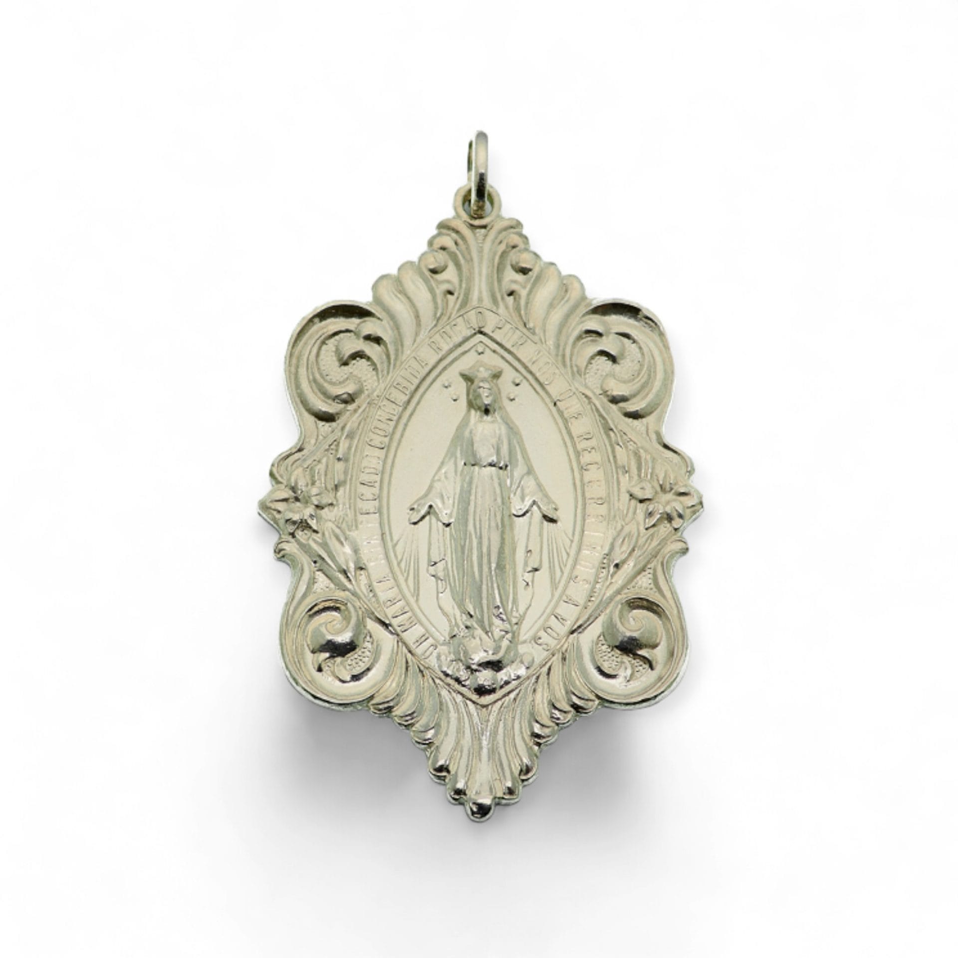 medalla milagrosa virgen de los rayos plata 57mm x 39mm