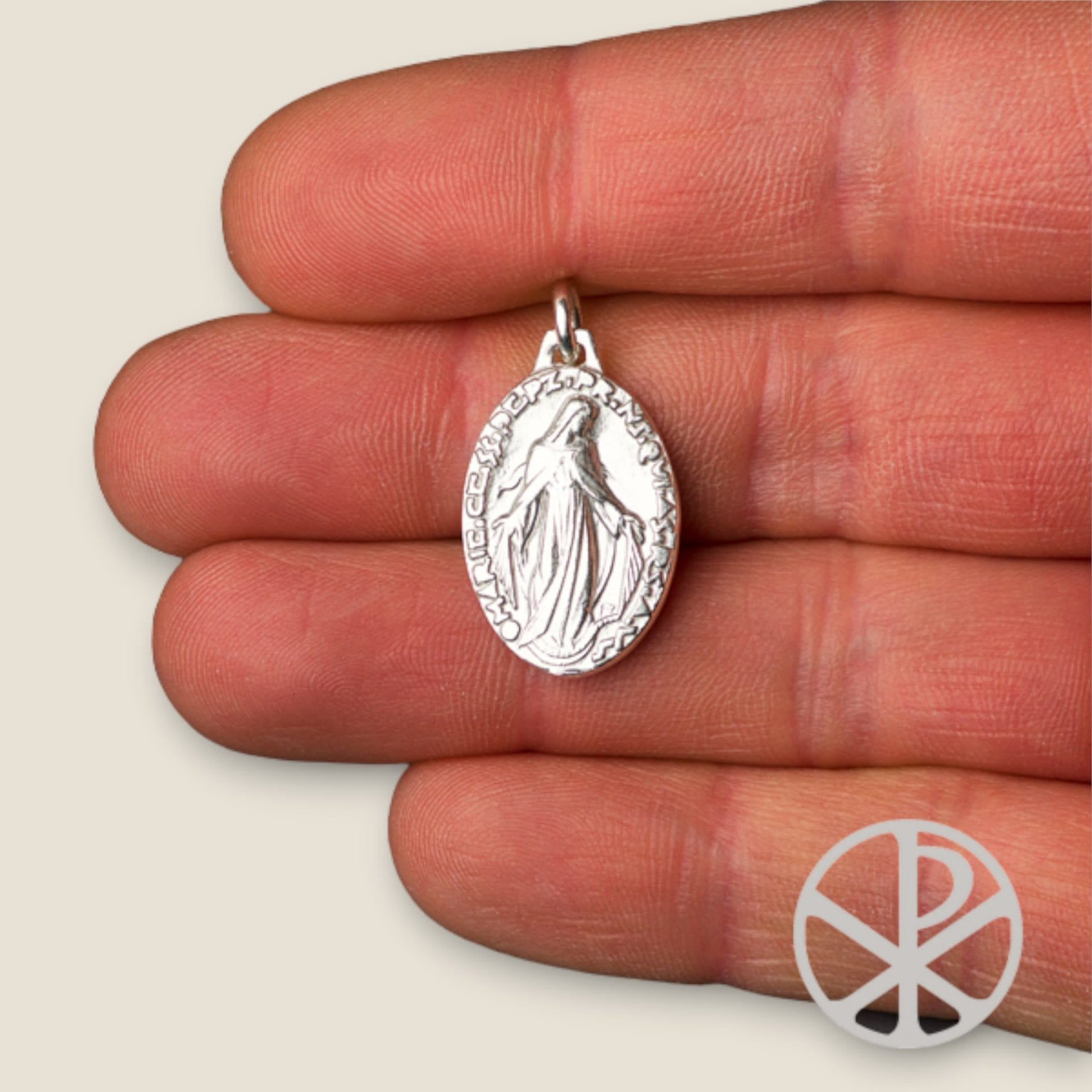 medalla milagrosa virgen de los rayos plata py 24mm mano