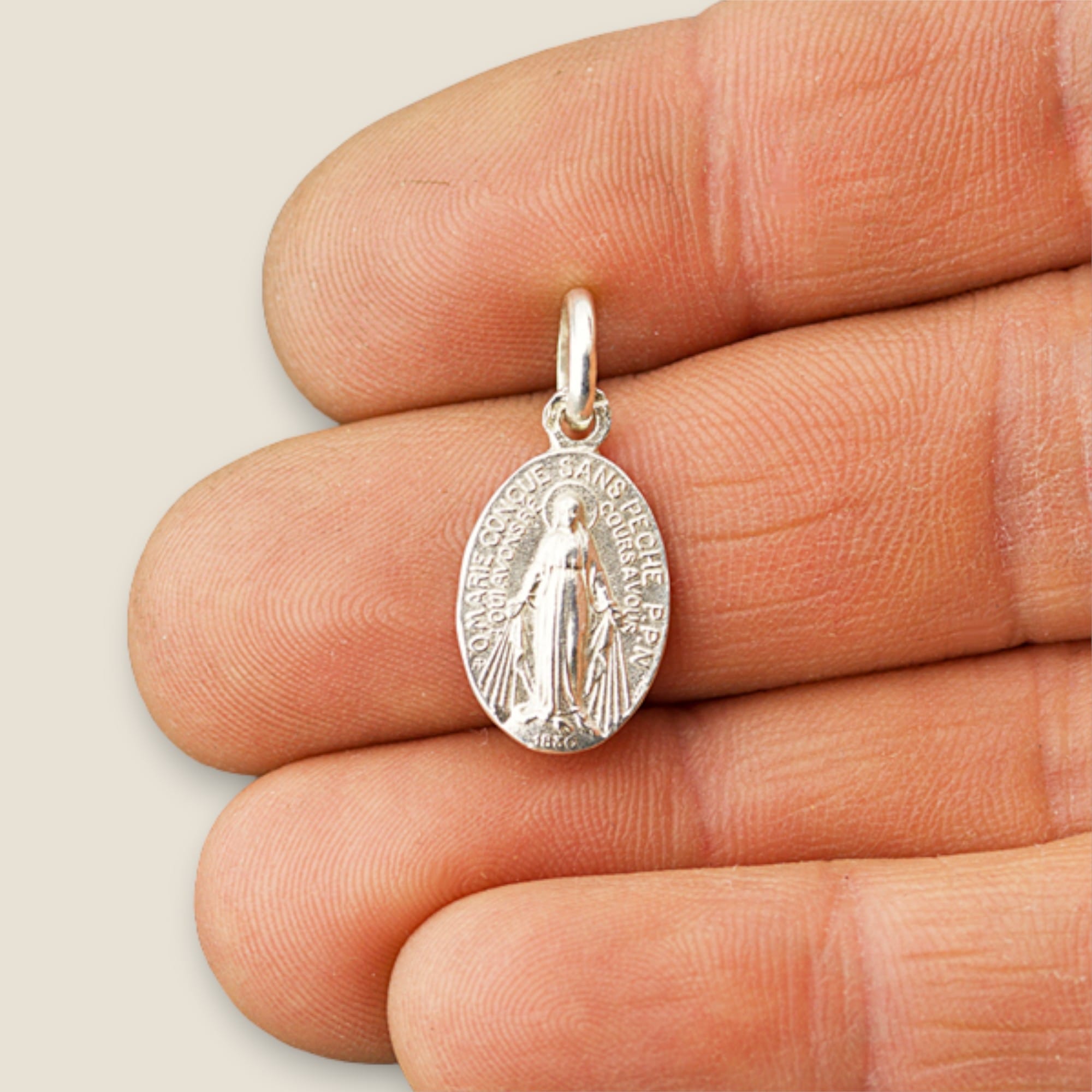 medalla milagrosa plata v5 19mm mano