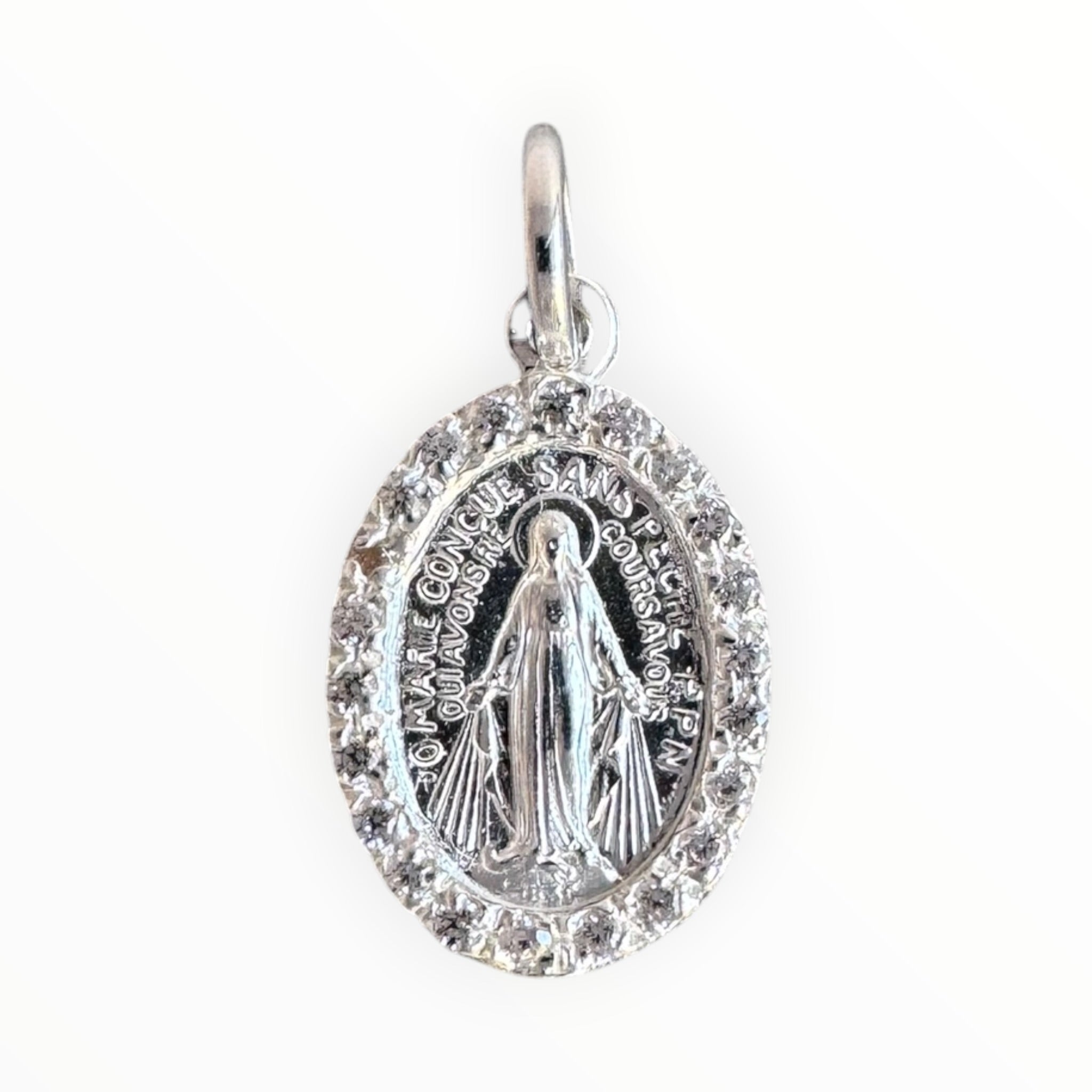 Medalla Milagrosa de la Virgen de los Rayos de plata con Circones