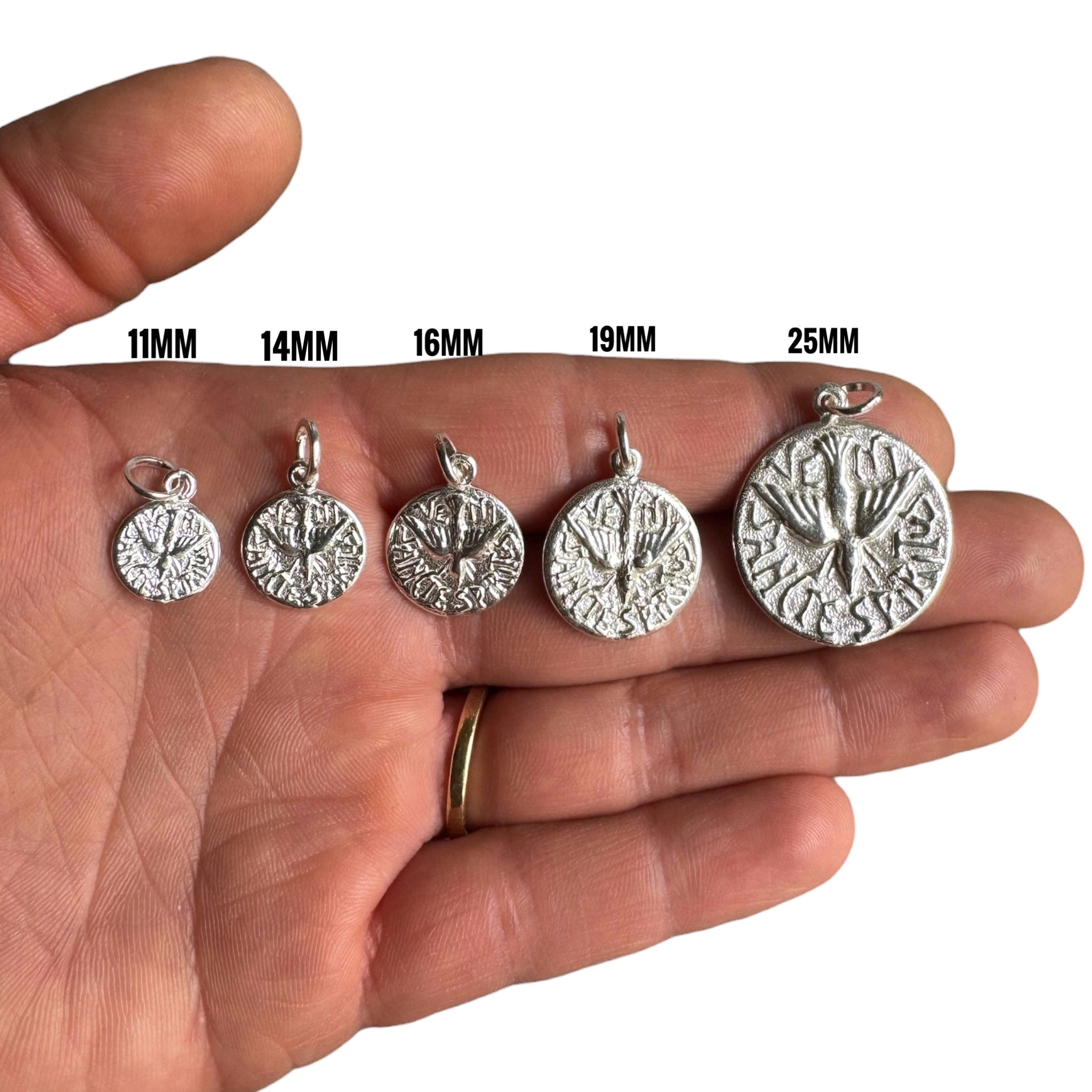 medalla religiosa espiritu santo plata referencia tamanos