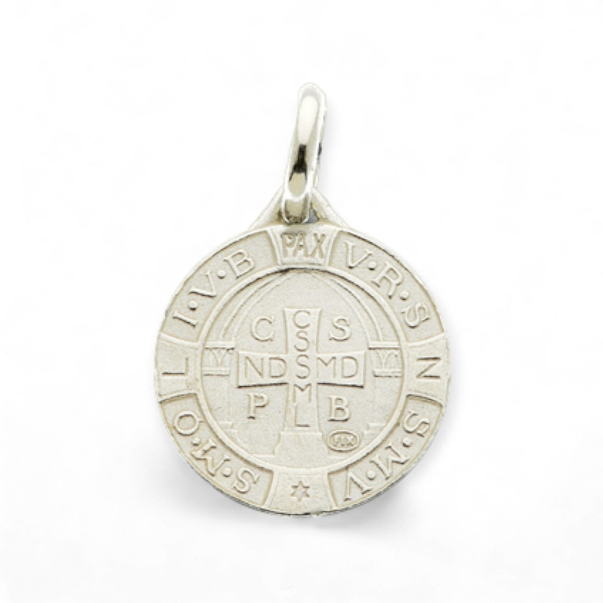 medalla san benito de plata 14mm reves
