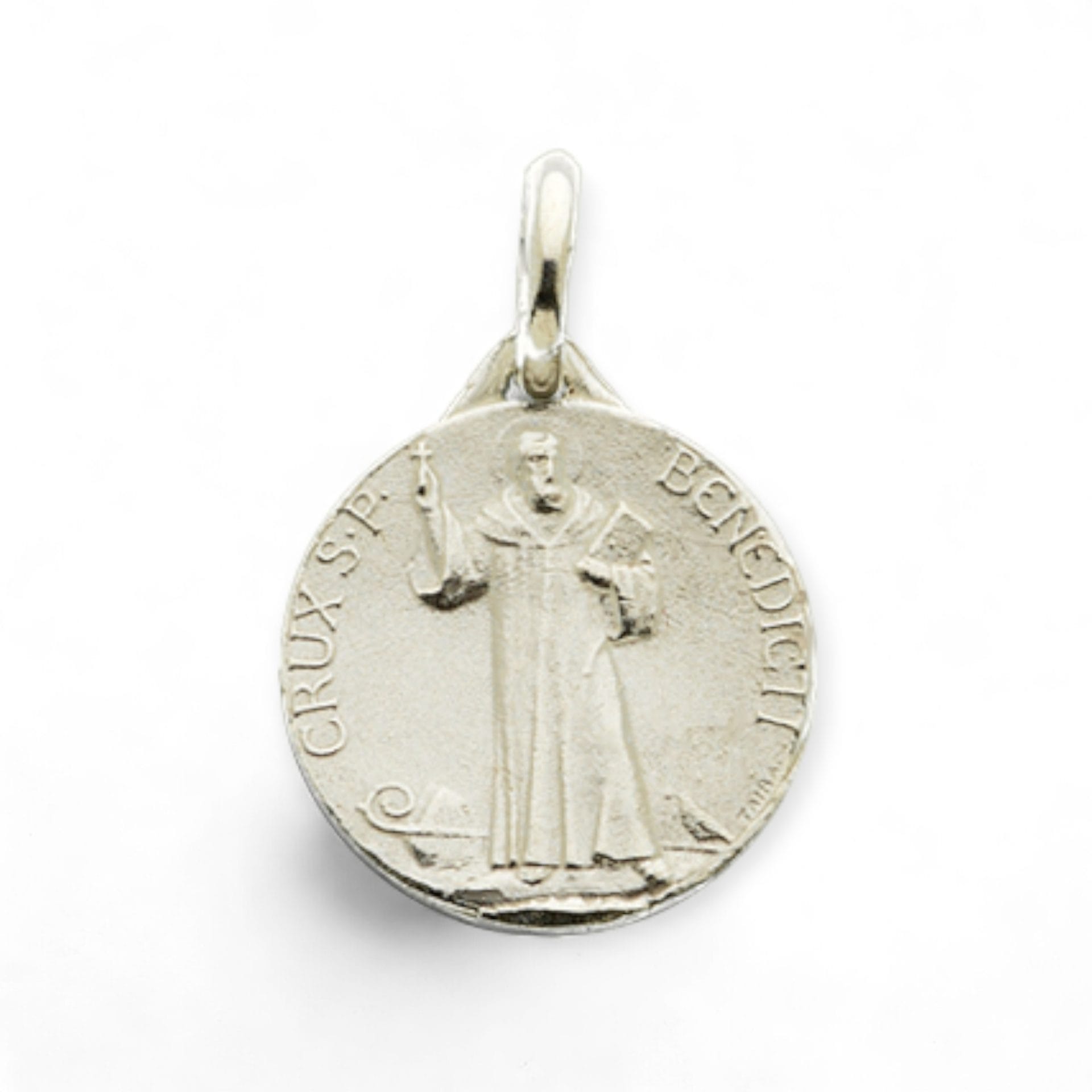 medalla san benito de plata 14mm