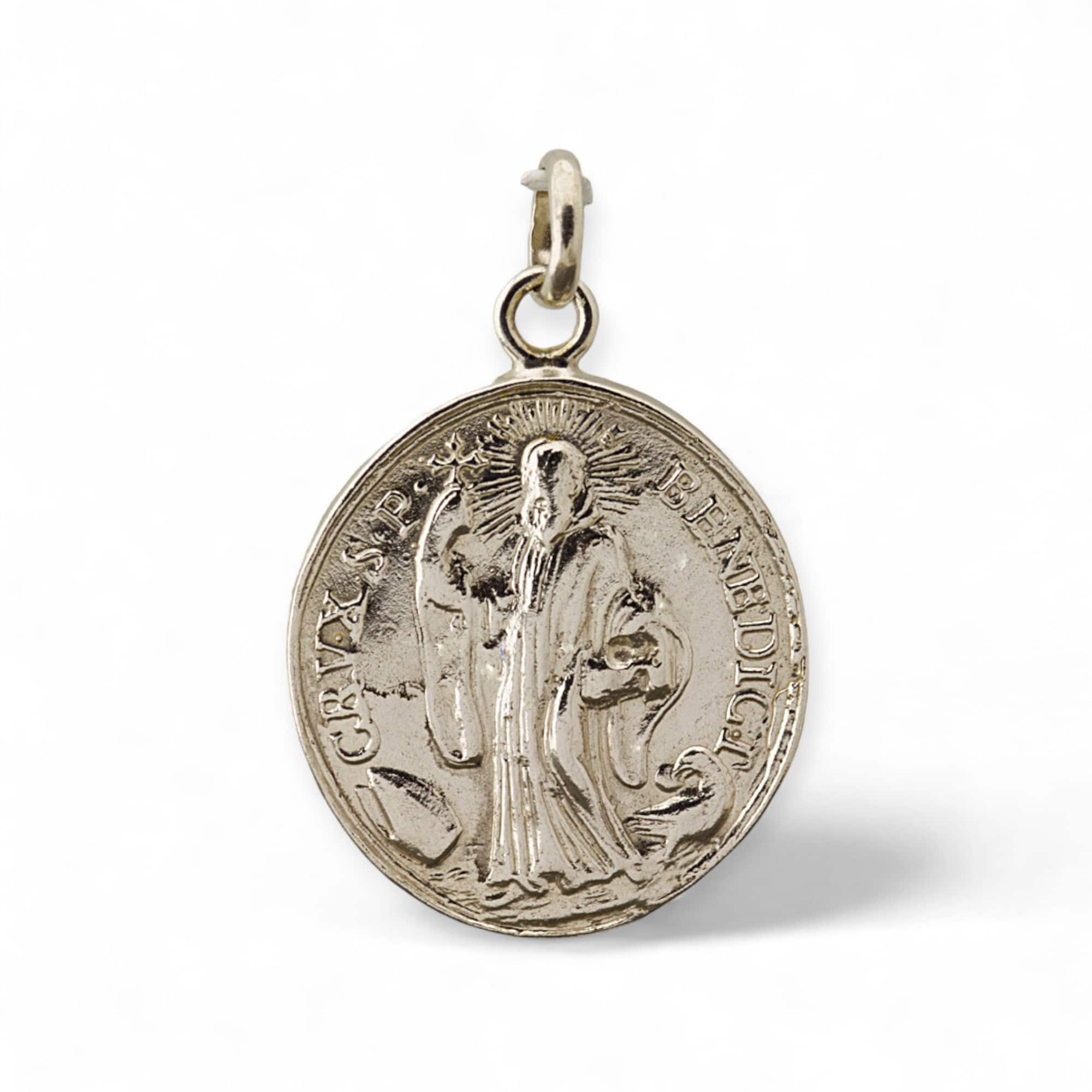 medalla san benito 26mm x 32mm plata