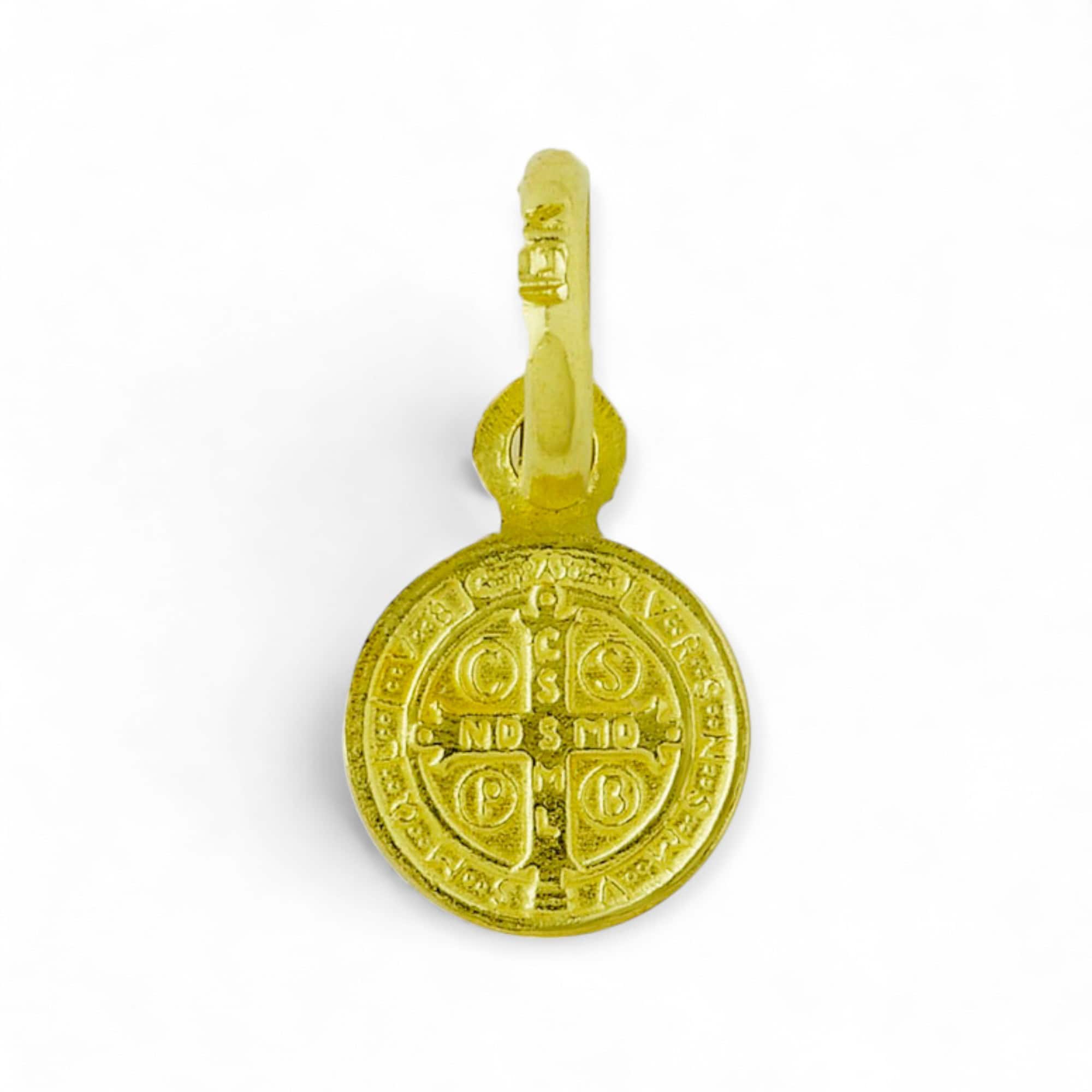 medalla san benito 8mm oro 18k reves