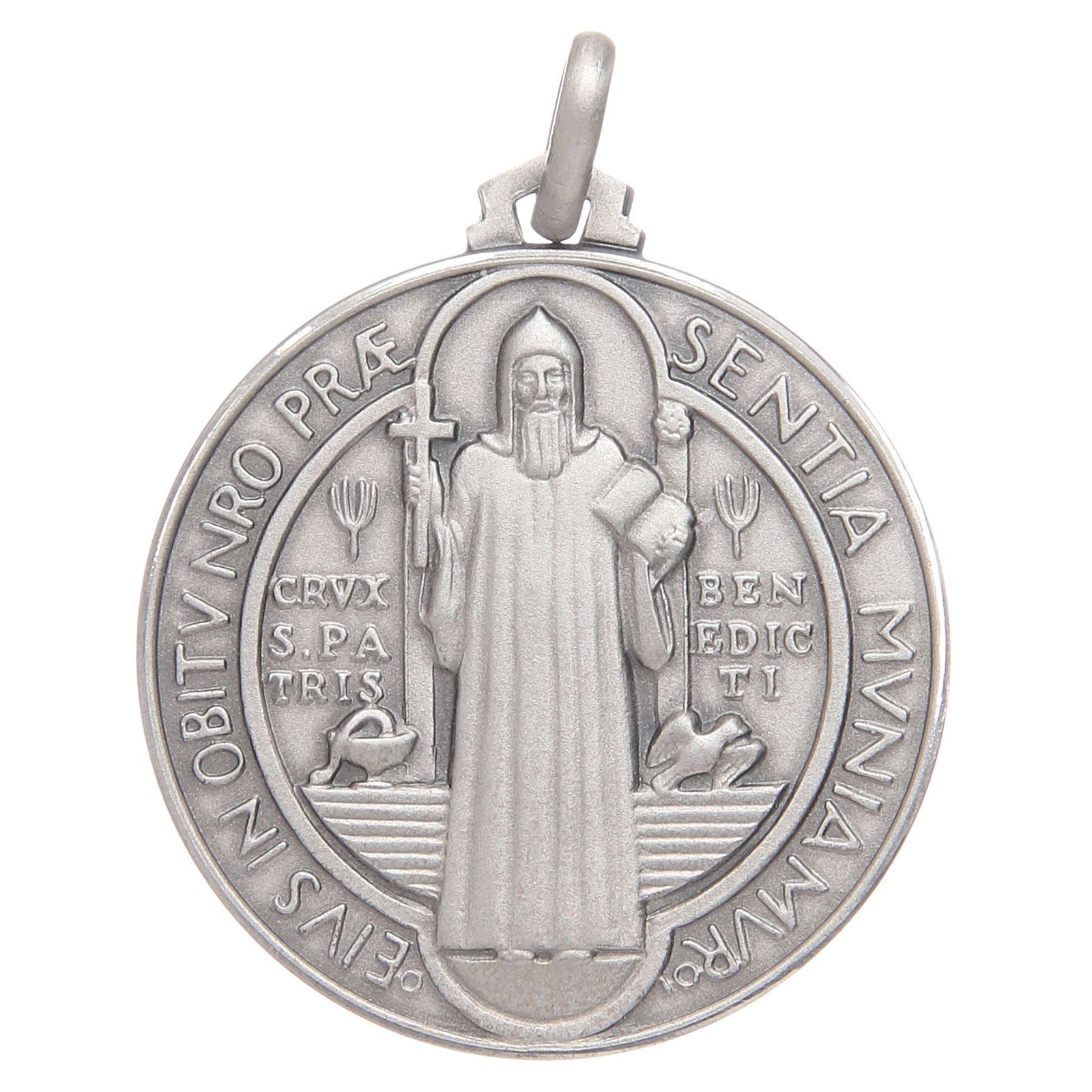medalla de san benito en plata 925 frente