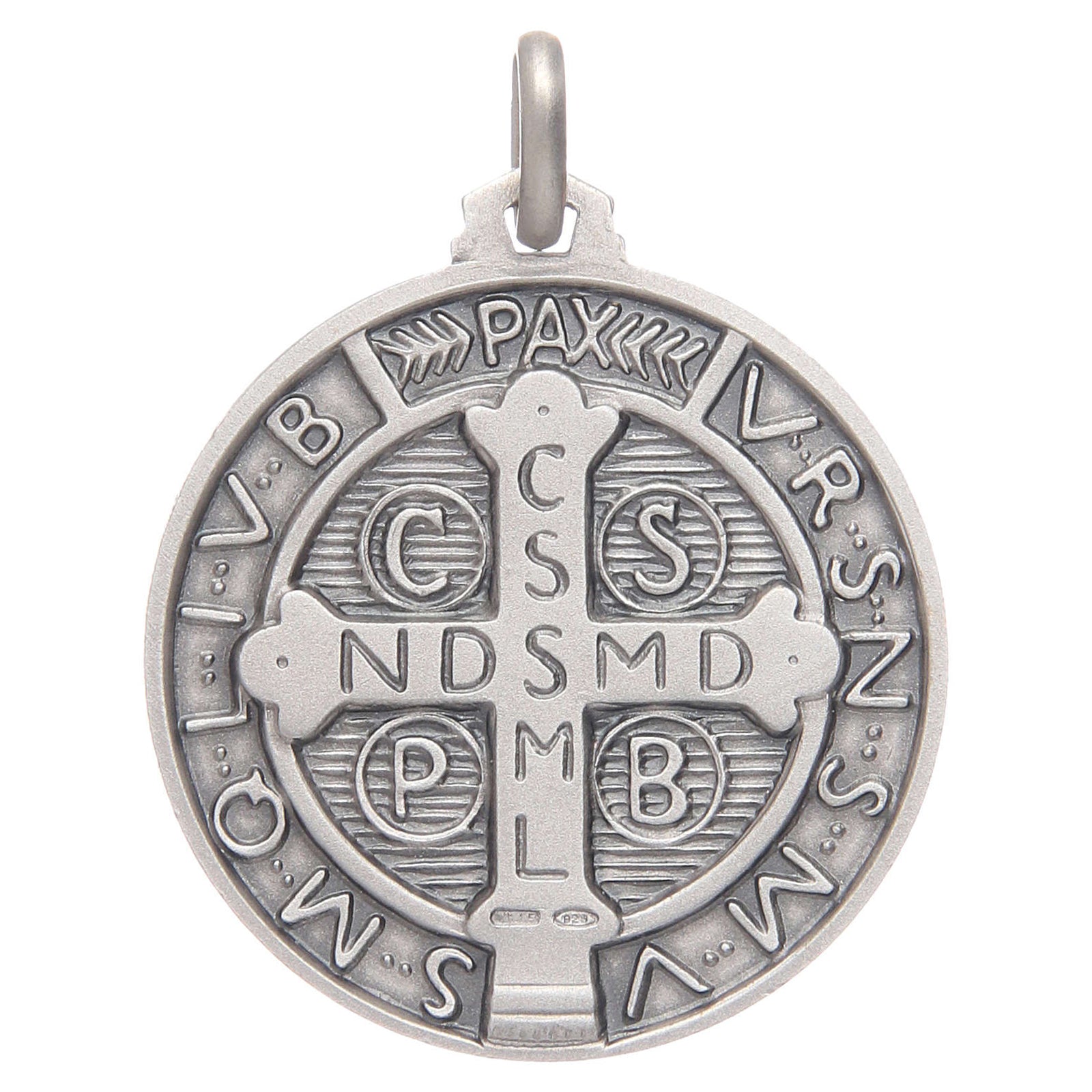 medalla de san benito en plata 925 reves