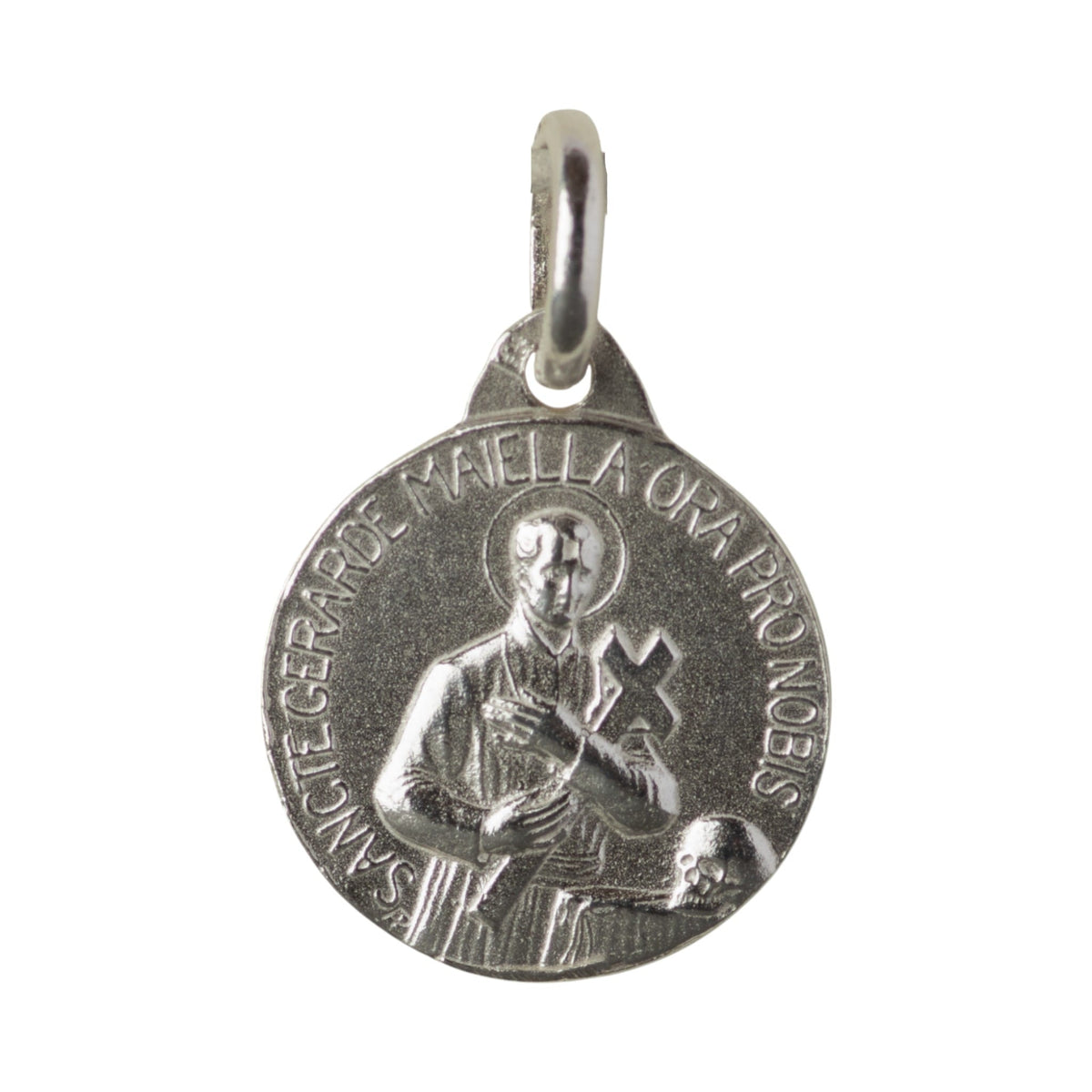 Medalla de la Virgen del Perpetuo Socorro y San Gerardo Mayela en plata - detalle