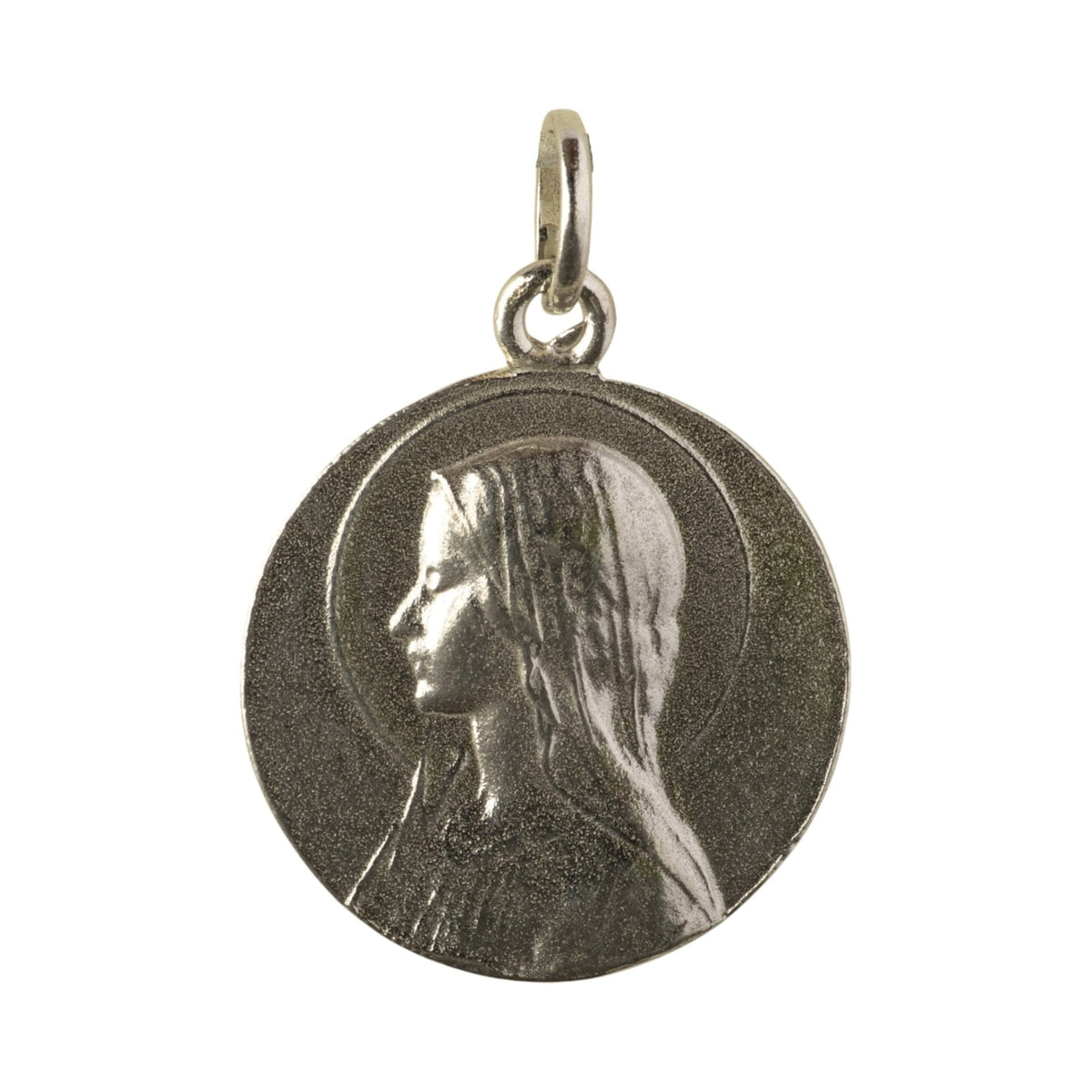 Medalla de la Virgen María con Velo en plata