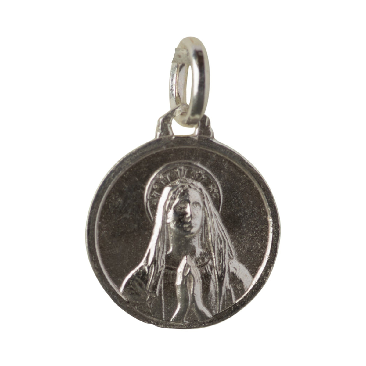 Medalla de la Virgen de Lourdes en plata - 15mm