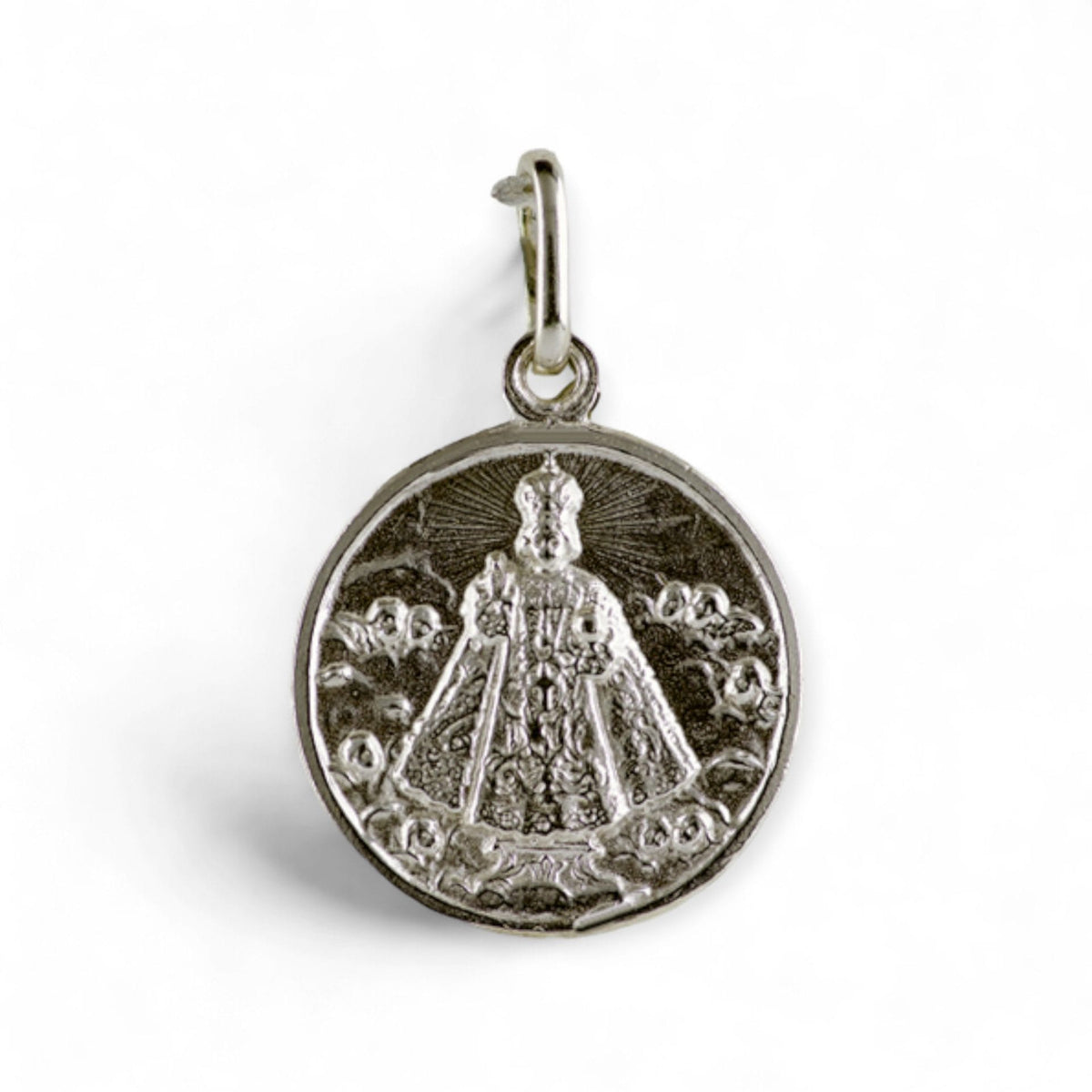 Medalla del Niño Jesús de Praga en plata