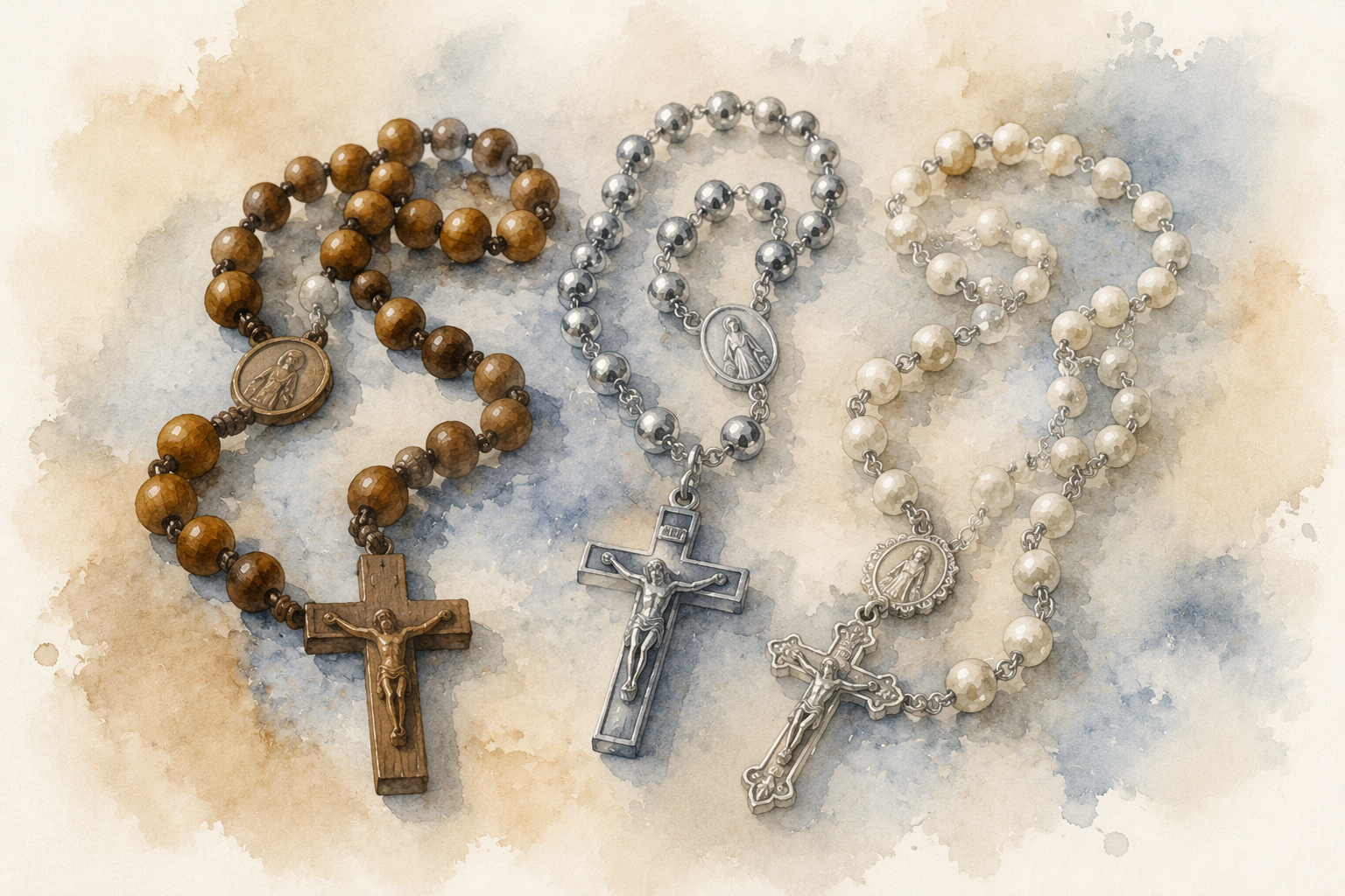 Tipos de Rosarios Católicos: Madera, Acero y Plata — Guía de Materiales