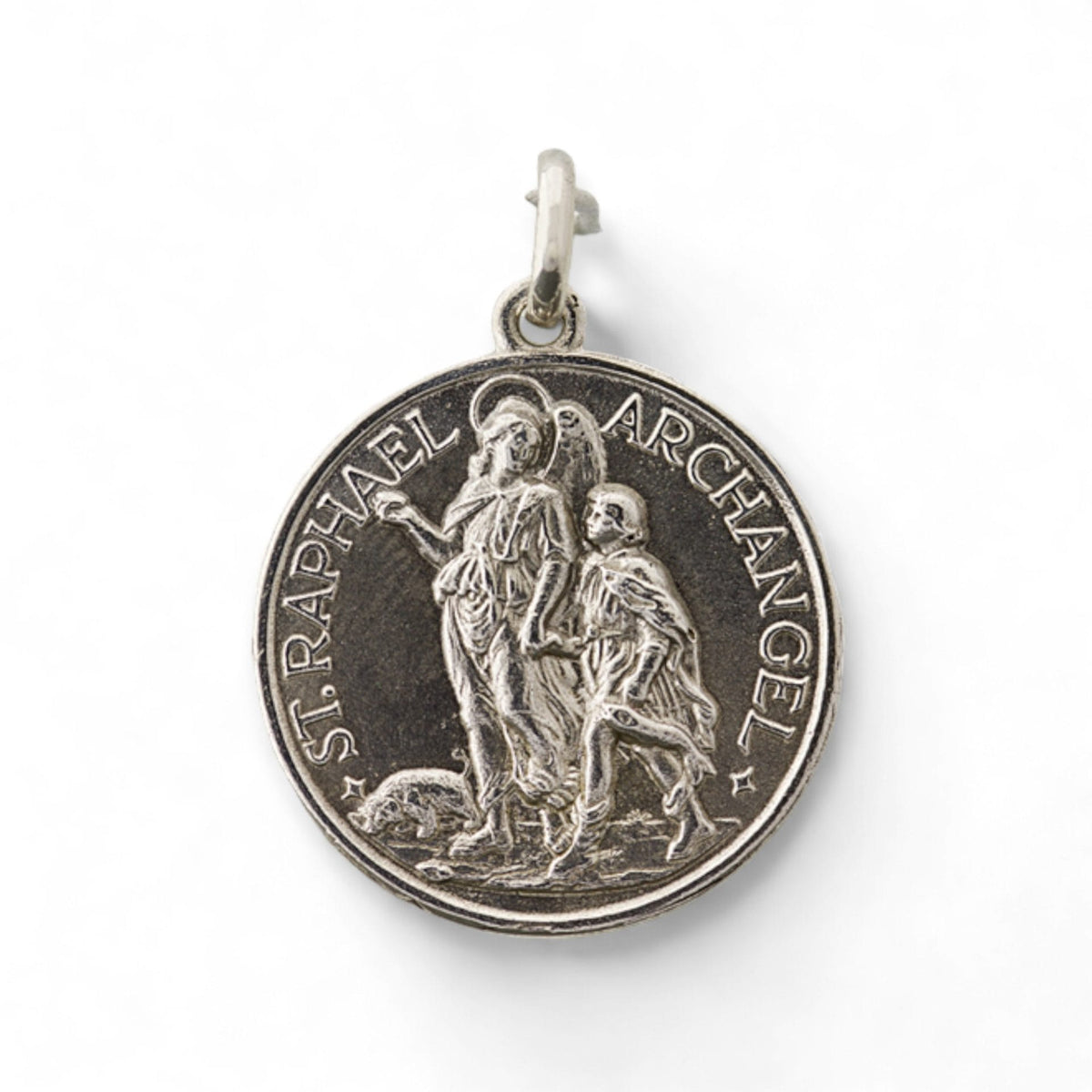 Medalla del Arcángel Rafael y San Cristóbal en plata