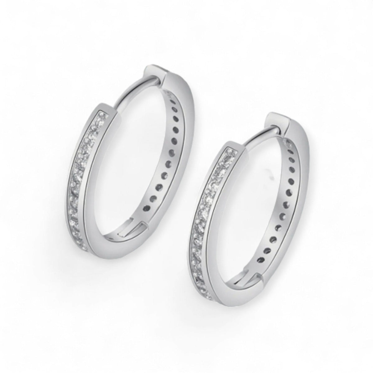 Aros argolla Pavé en plata - detalle