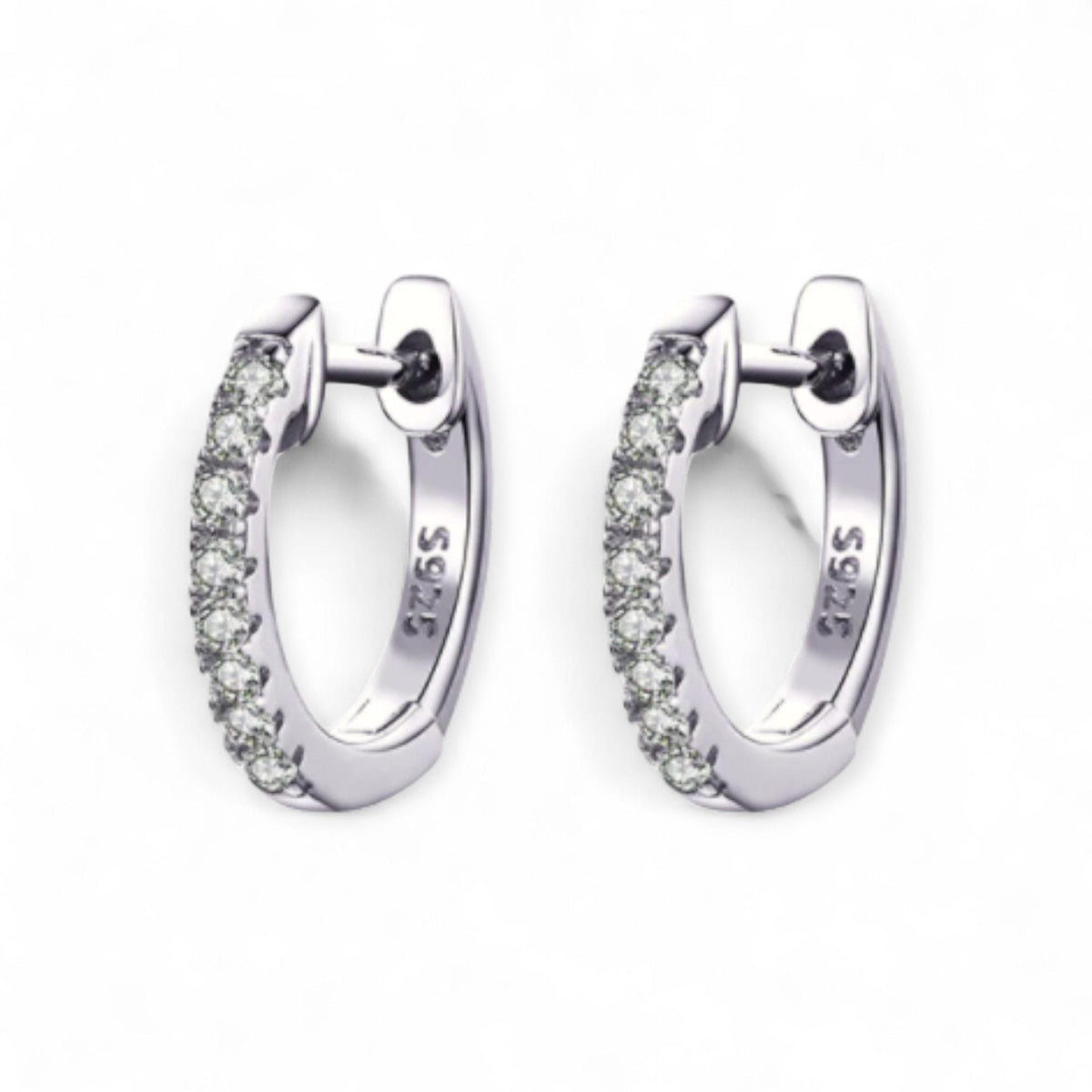 Aros argolla Pavé pequeños en plata