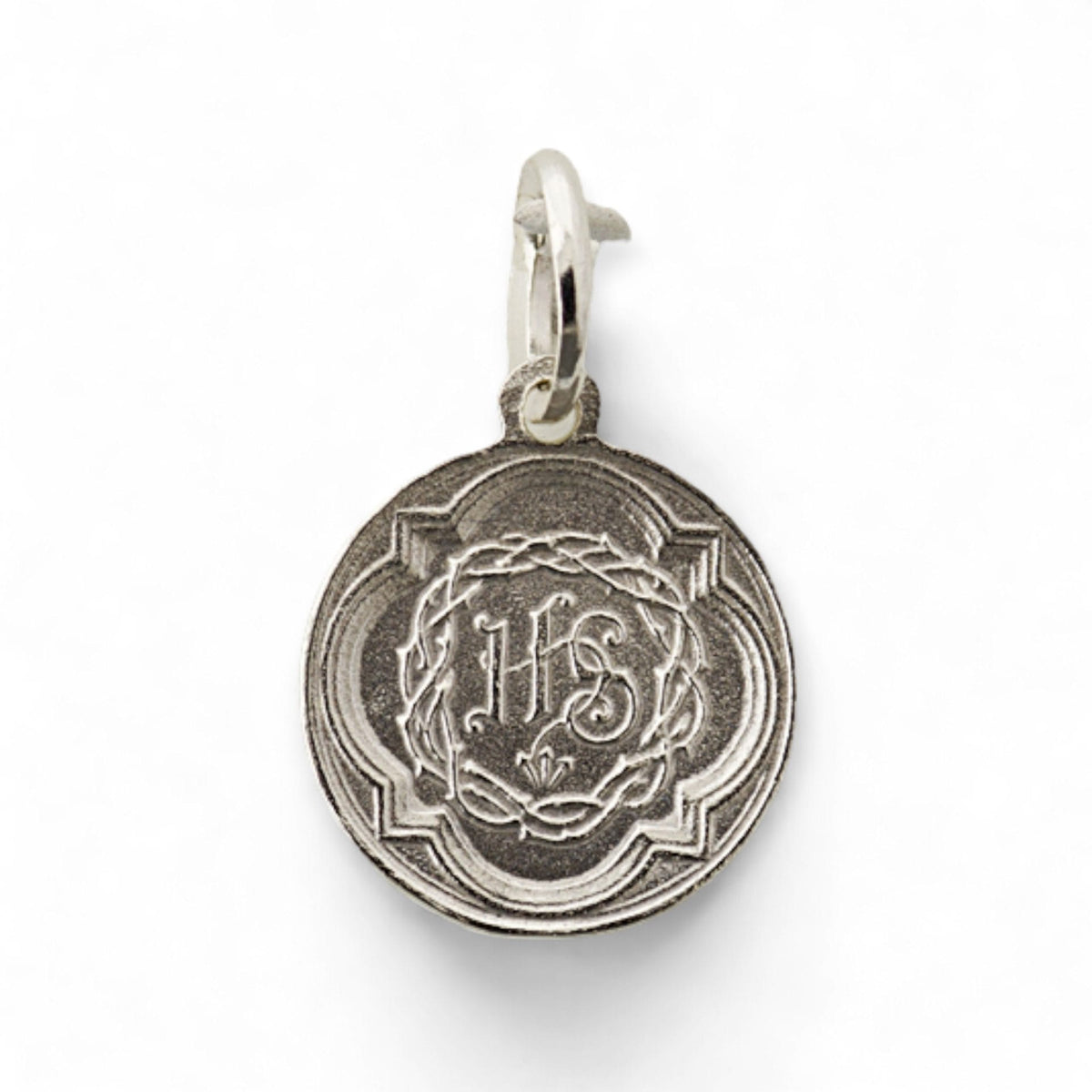 Medalla del Sagrado Corazón de Jesús en plata - detalle