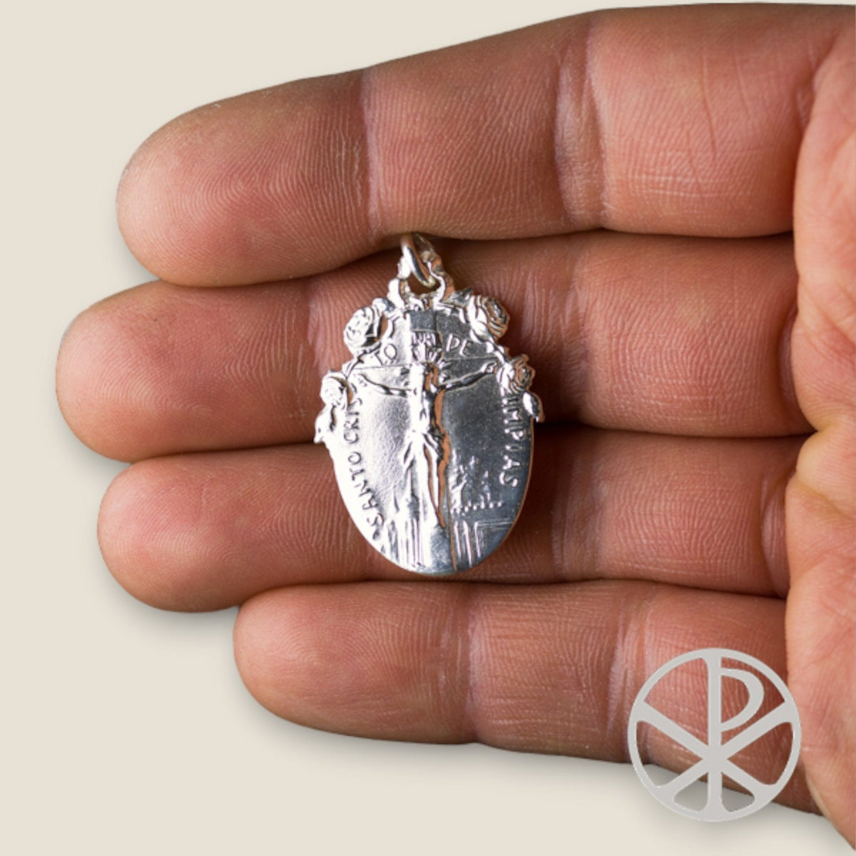Medalla Escapulario de Cristo de Limpias y Virgen del Pilar en plata - vista adicional