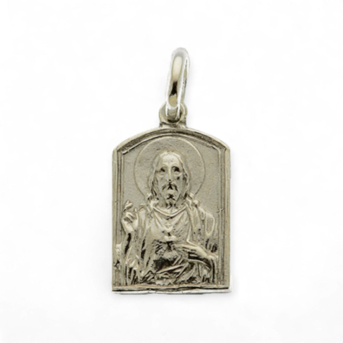 Medalla Escapulario de la Virgen del Pilar y Sagrado Corazón de Jesús en plata