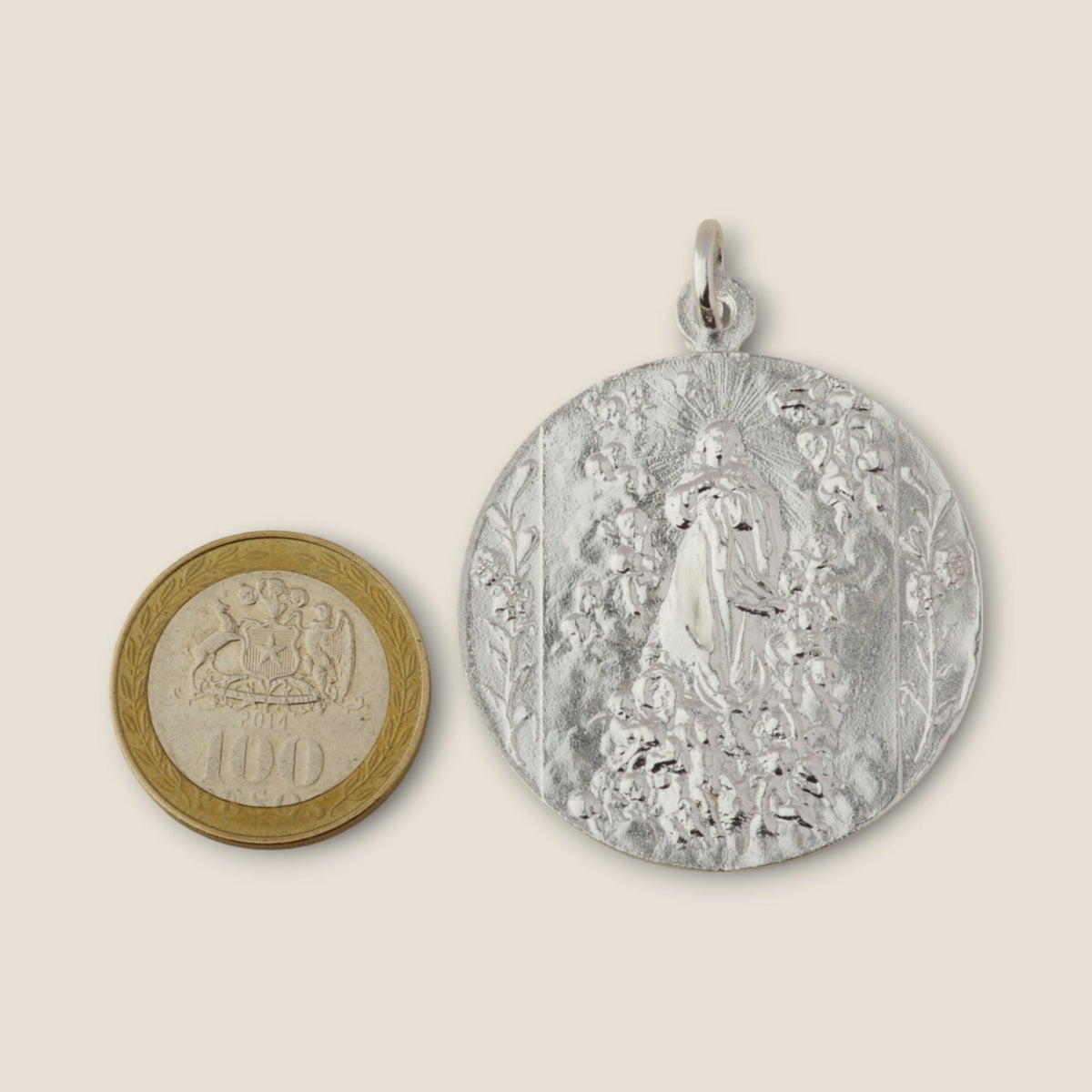 Medalla de la Virgen Inmaculada Concepción en plata - 38mm vista adicional