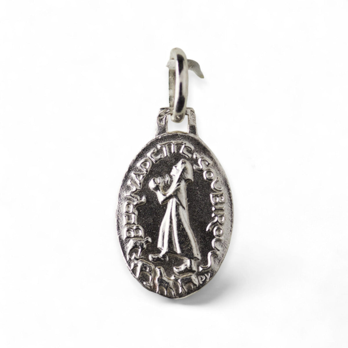 Medalla de la Inmaculada Concepción y Bernadette Soubirous en plata - detalle
