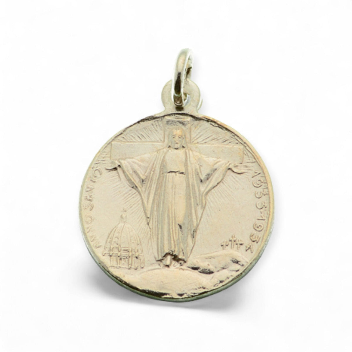 Medalla de Jesús y Papa Pío XI en plata